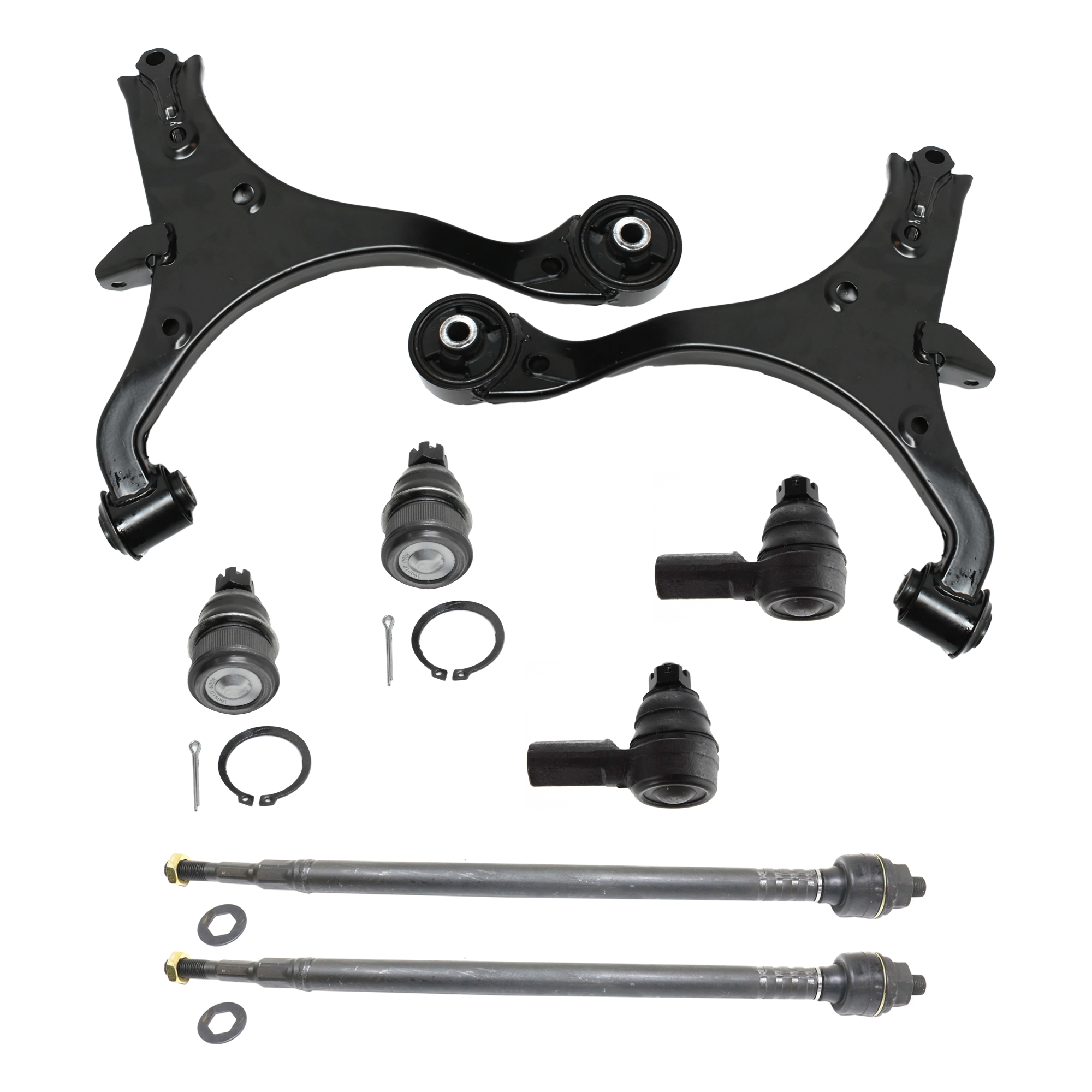 AM CIVIC EL 01-05 FRONT CONTROL ARM RH AND LH Lower 8 pc kit with Ball Joint and Tie Rod End SKU KIT 071824 C370 OEM 51350S5A306-51350S5AA02-51350S