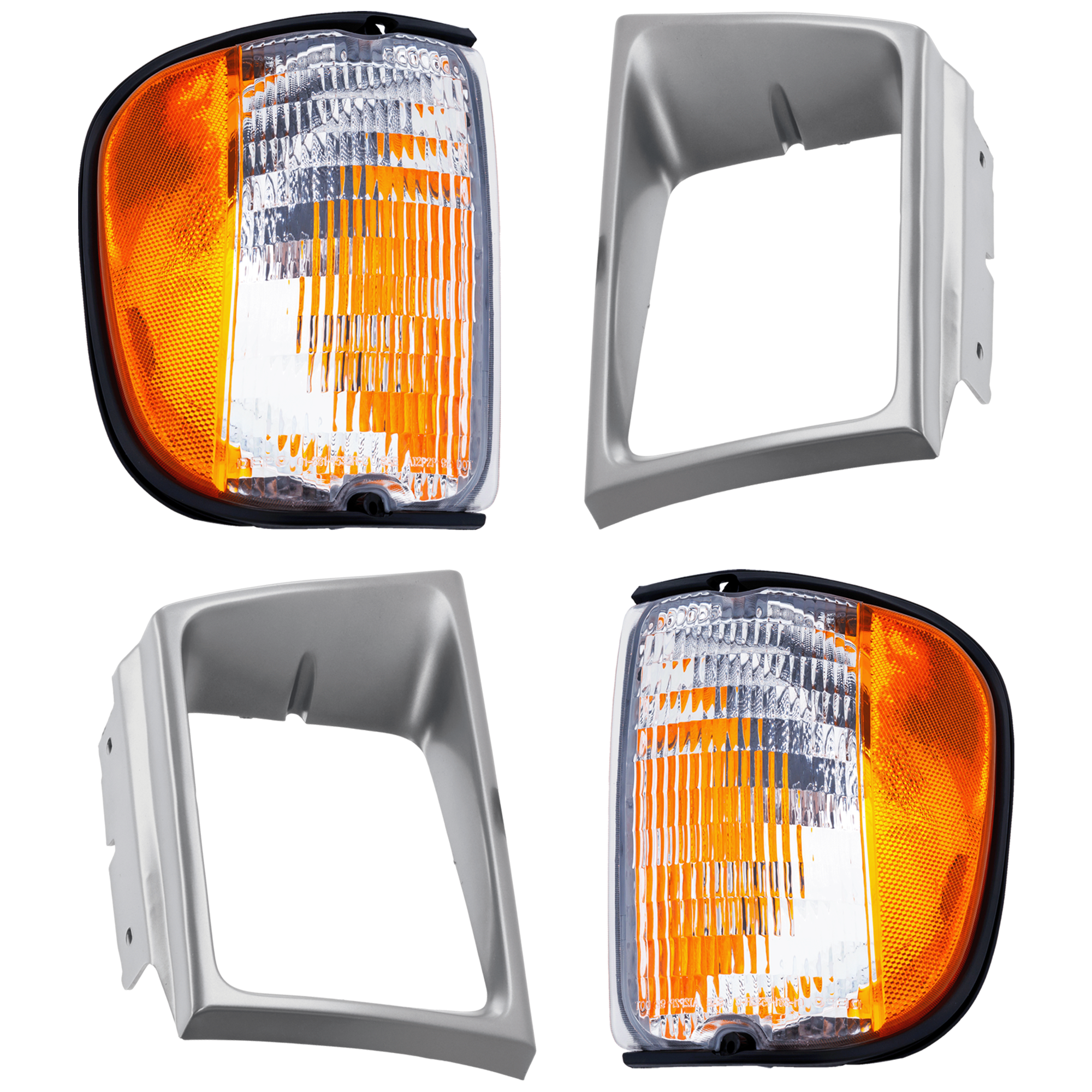 AM E 150 ECONOLINE E 150 ECONOLINE CLUB WAGON 97-02 CORNER LAMP RH AND LH 4 pc kit Lens and Housing Park Side Marker Lamp with Headlight Door SKU KIT 071824 C391 Partslink FO2520122 FO2521122 FO2512158 FO2513158 OEM F2UZ13200A F2UZ13201A F7UZ1306