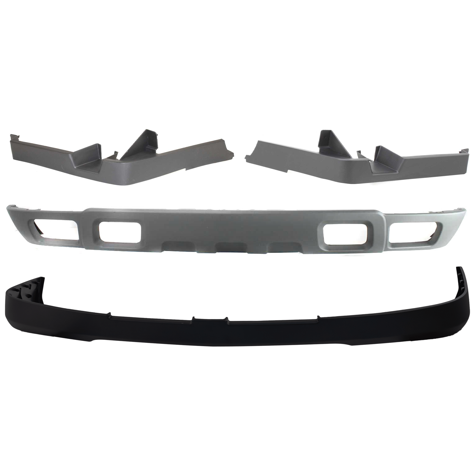 AM SILVERADO 03-07 FRONT BUMPER COVER Upper 4 pc kit Bumper Cap Textured with Bumper Trim and Valance SKU KIT 071824 C406 Partslink GM1051109 GM1089169 GM1088169 GM1092173 OEM 15139804-15102065-15188701-103