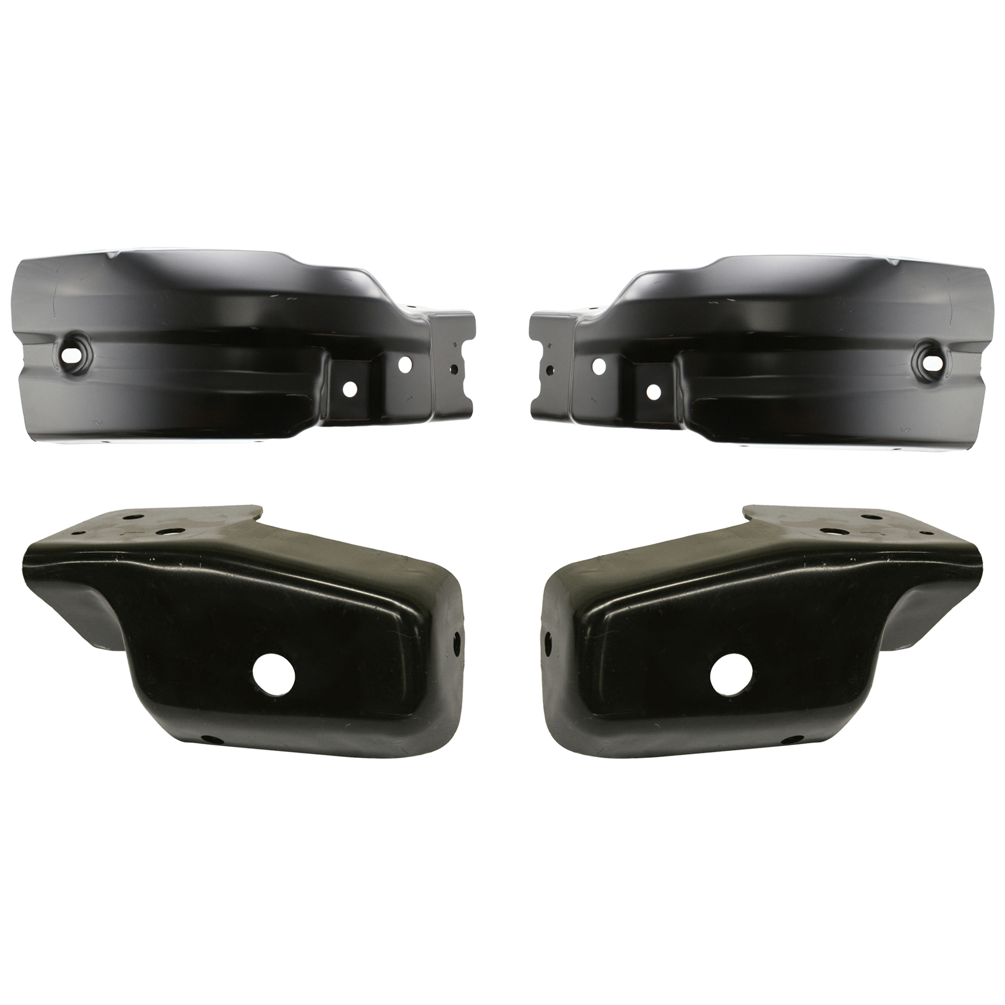 AM SILVERADO 1500-07-13-2500 HD 07-10 FRONT BUMPER END RH AND LH 4 pc kit Painted Black with Bumper Bracket SKU KIT 071824 C411 Partslink GM1004148 GM1005148 GM1067180 GM1066180 OEM 22737638-22737639-15838209-158