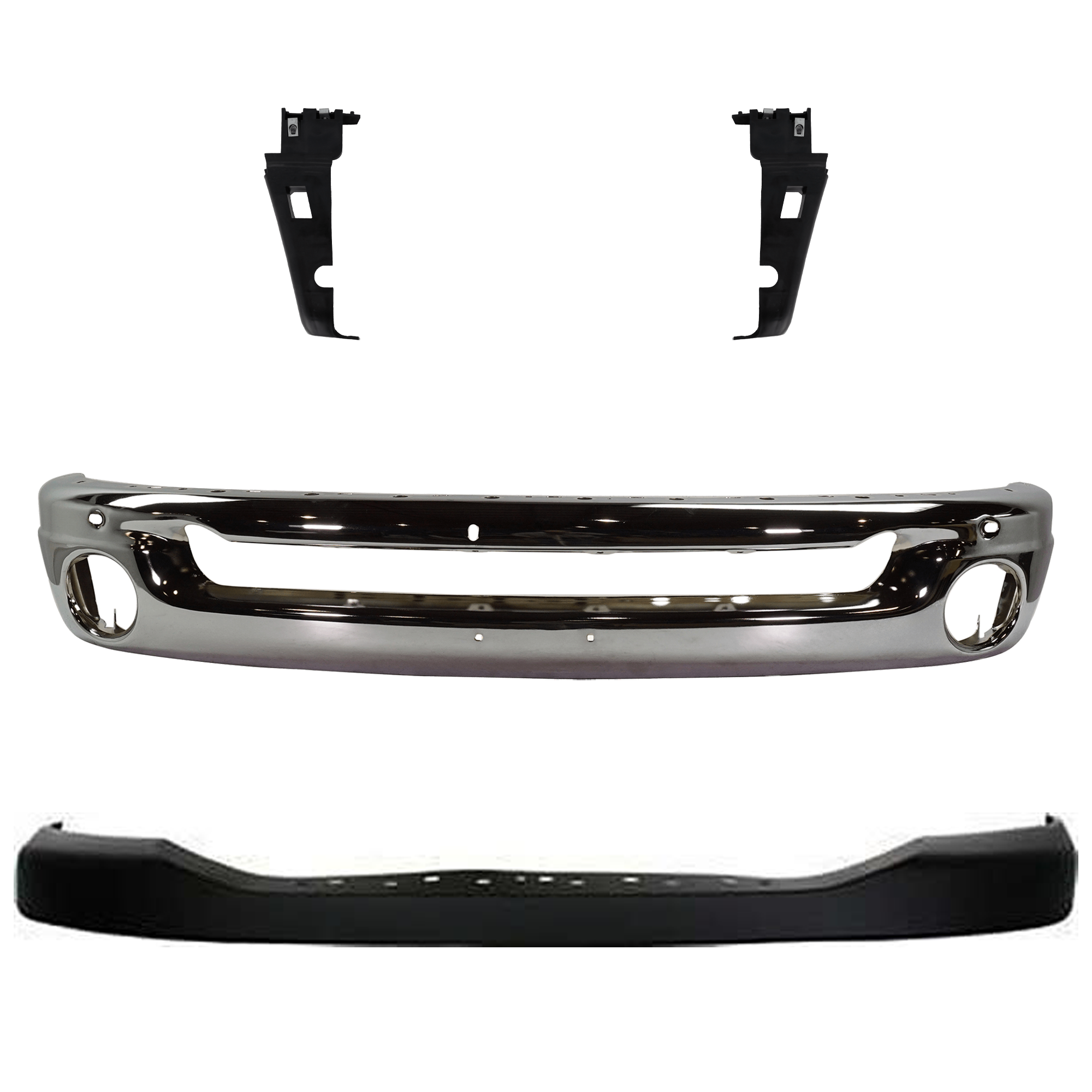 AM DODGE RAM FULL SIZE PICKUP 06-09 FRONT BUMPER 4 pc kit Face Bar Steel Chrome with Bumper Bracket and Bumper Cover SKU KIT 071824 C428 Partslink CH1002383 CH1066130 CH1067130 CH1014100 OEM 55077946AB 68044623AA 68044622
