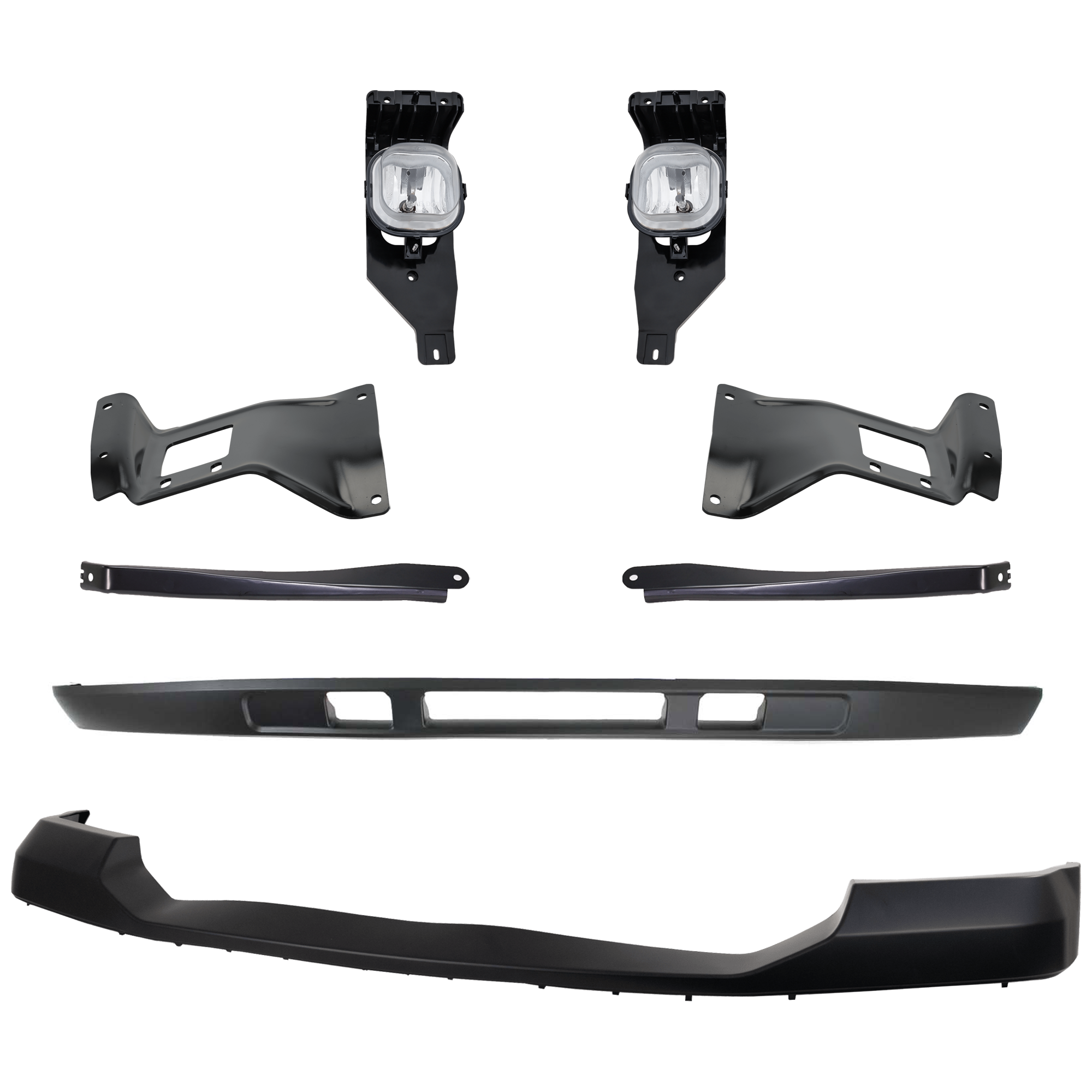 AM F SERIES SUPER DUTY 05-07 FRONT BUMPER COVER 8 pc Kit Primed w o absorber w Bumper Bracket Fog Light and Valance SKU KIT 071824 C42 Partslink FO1057292 FO1067164 FO1066164 FO1066163 FO1067163 FO2593211 FO2592211 FO1095219 OEM 6C3Z17D957BAPTM 5C3Z17754AA 5C