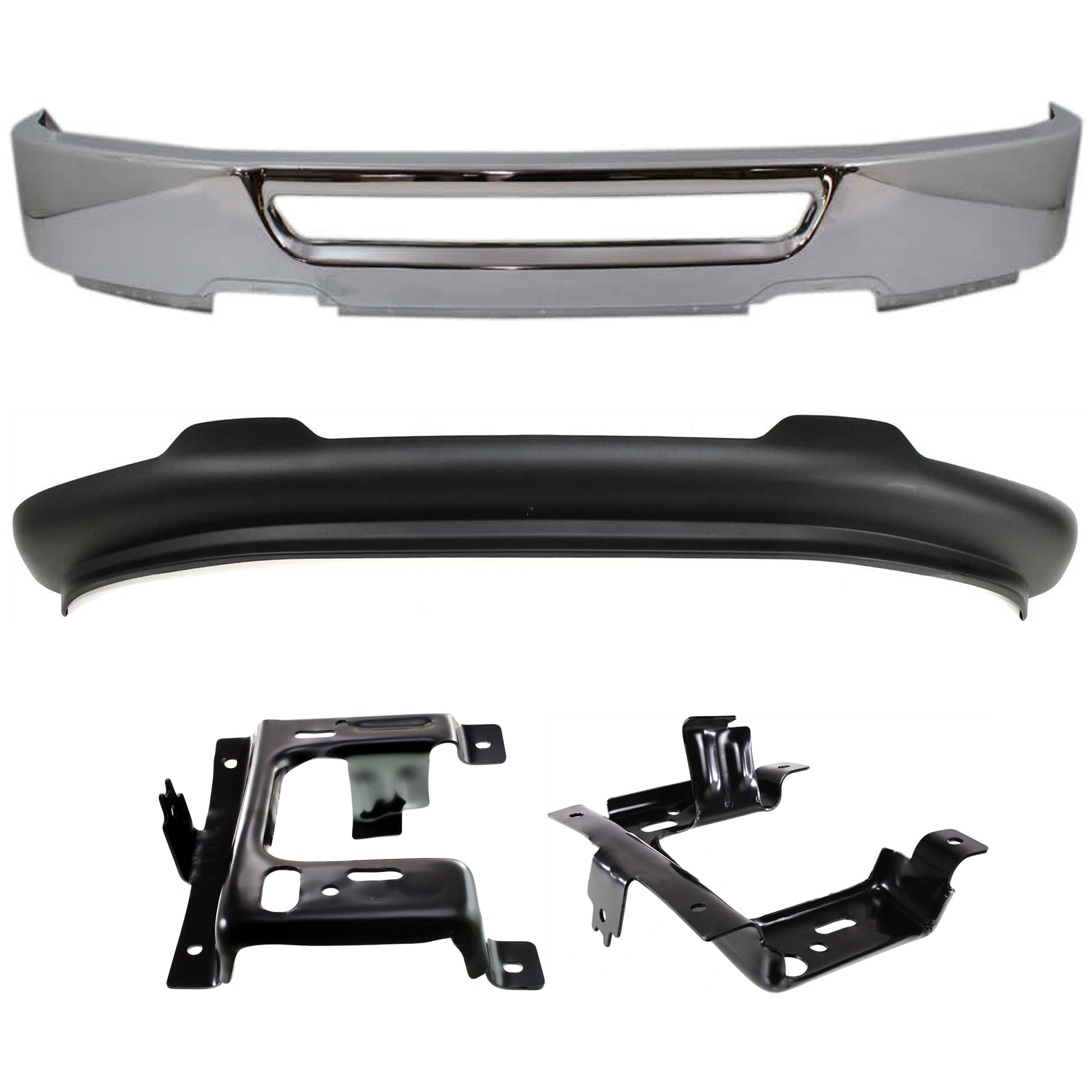 AM F 150-06-08 FRONT BUMPER 4 pc kit Face Bar Chrome w o Fog Light Holes with Bumper Bracket and Valance SKU KIT 071824 C445 Partslink FO1002400 FO1066172 FO1067172 FO1093107 OEM 6L3Z17757AA 6L3Z17B985AA 6L3Z1