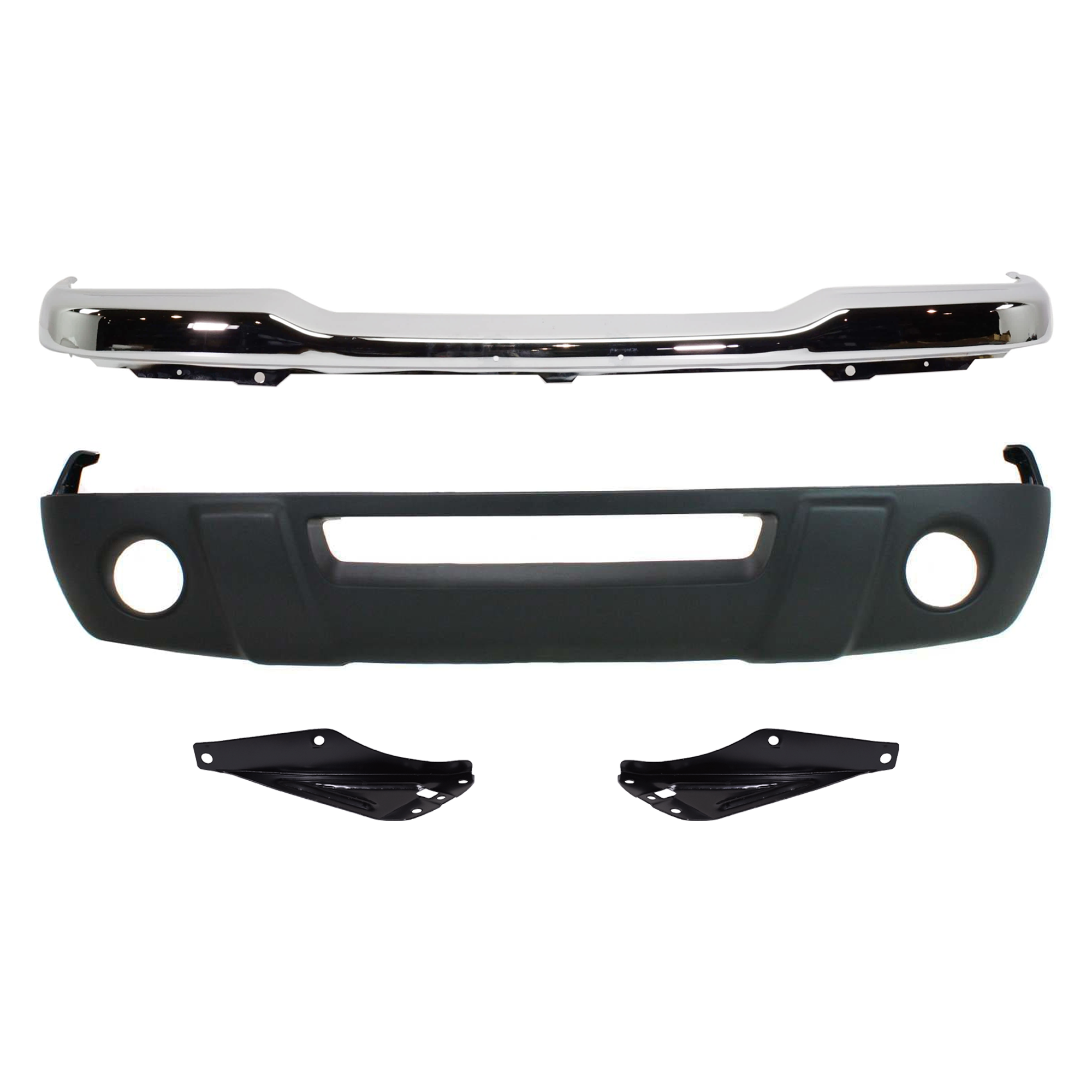 AM RANGER 01-03 FRONT BUMPER 4 pc kit Chrome with Bumper Bracket and Valance SKU KIT 071824 C448 Partslink FO1002368 FO1066144 FO1067144 FO1095191 OEM 1L5Z17757CA 1L5Z17752AB 1L5Z17