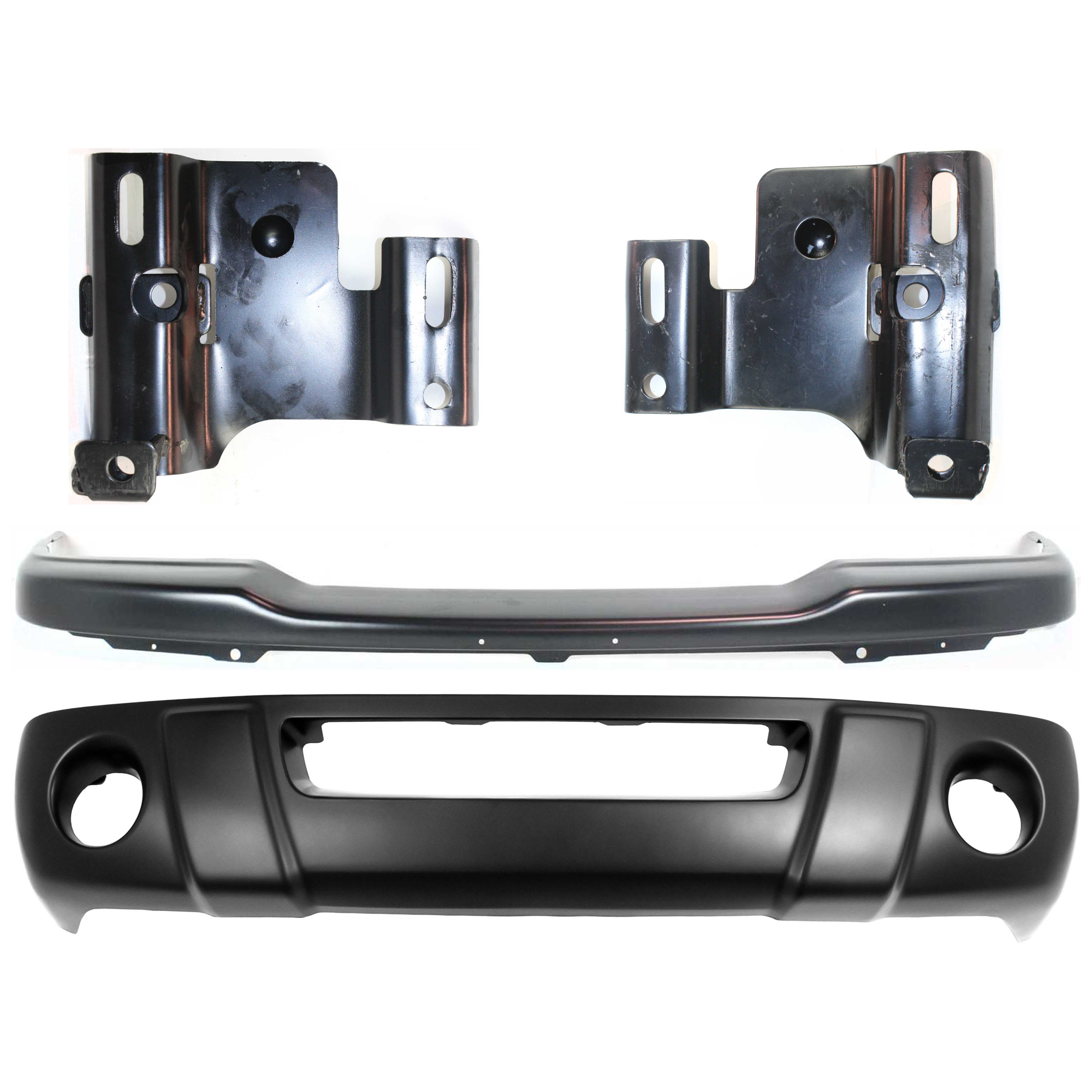 AM RANGER 01-03 FRONT BUMPER 4 pc kit Black with Bumper Bracket and Valance SKU KIT 071824 C458 Partslink FO1002380 FO1067143 FO1066143 FO1095189 OEM 1L5Z17757JA 1L5Z17859AA 1L5Z17