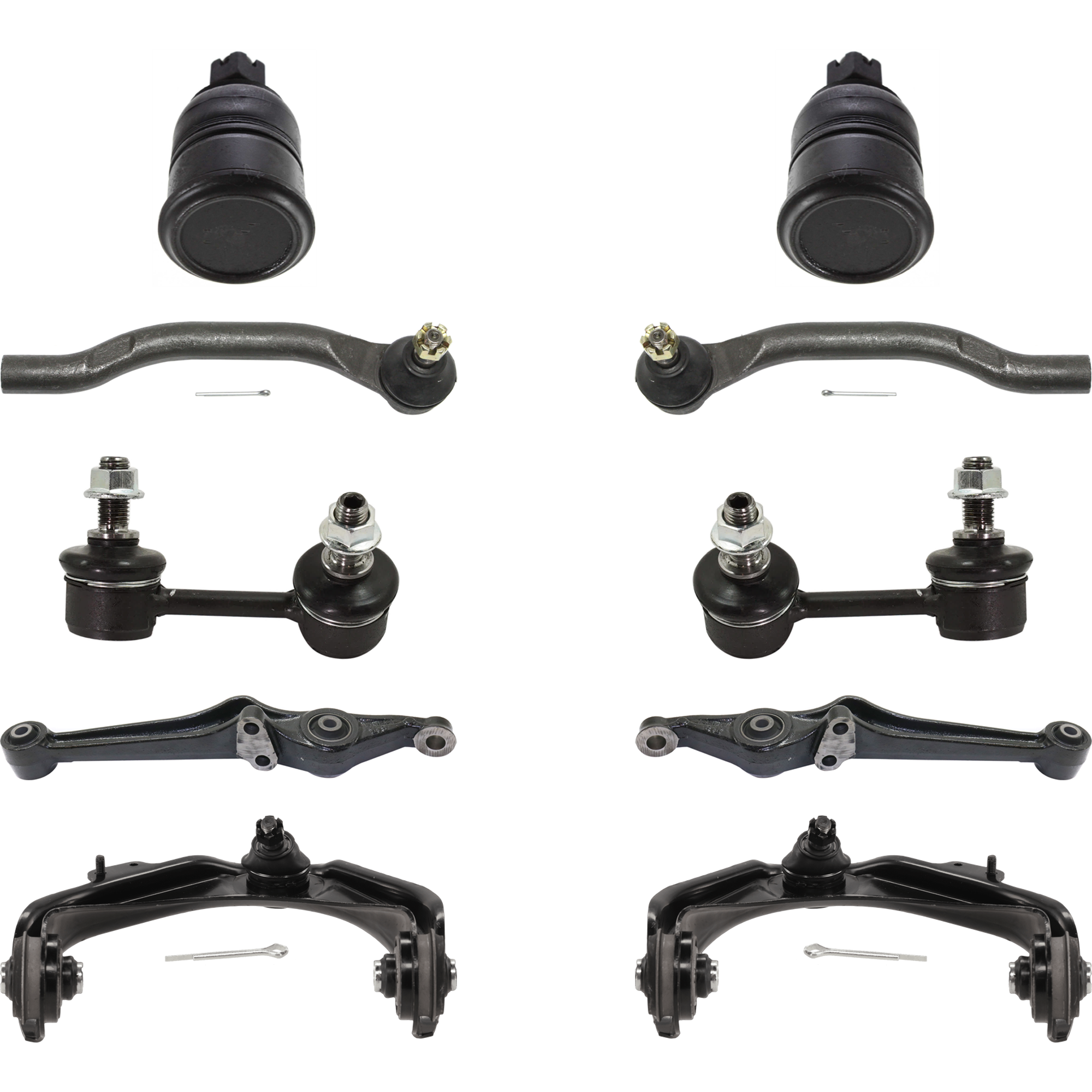AM ACCORD 98-02 TL 99-03 FRONT CONTROL ARM RH AND LH Upper and Lower 10 pc Kit with Ball Joint Sway Bar Link and Tie Rod End SKU KIT 071824 C45 OEM 51355S84A00-51365S84A00-51450S