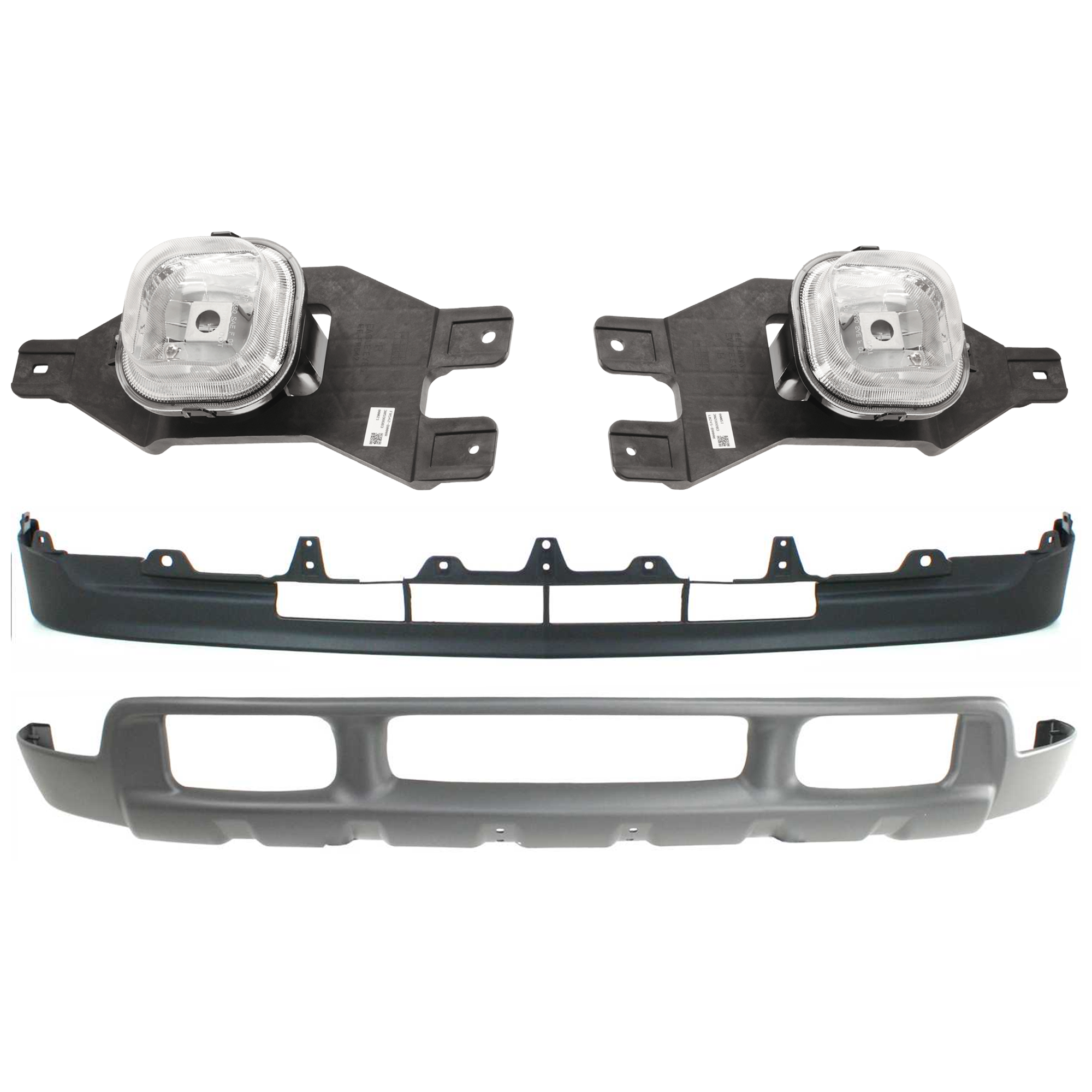 AM EXCURSION F 250 SUPER DUTY 01-04 FRONT FOG LAMP RH AND LH 4 pc kit Assembly Halogen with Valance SKU KIT 071824 C463 Partslink FO2592200 FO2593200 FO1095203 FO1095176 OEM 3C3Z15200AA 3C3Z15200BA 3C3Z17