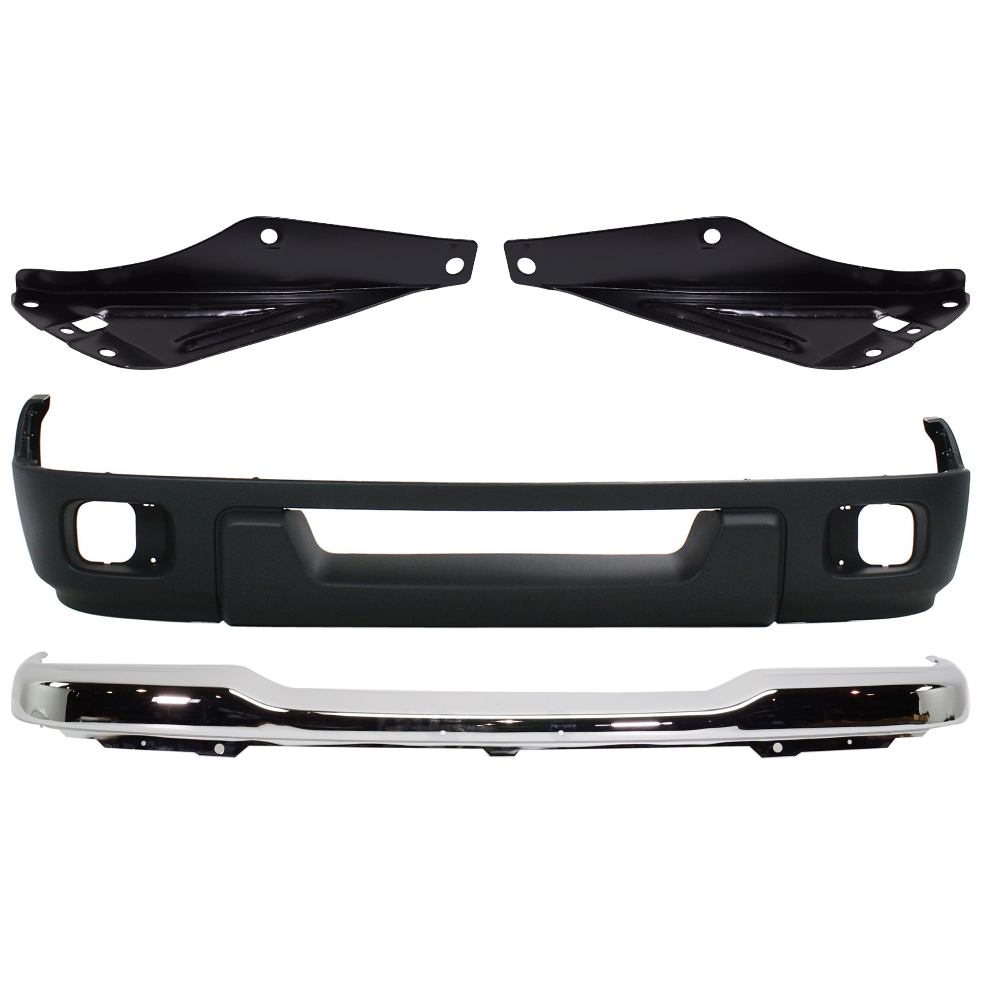 AM RANGER 04-05 FRONT BUMPER 4 pc kit Chrome with Bumper Bracket and Valance SKU KIT 071824 C468 Partslink FO1002368 FO1066144 FO1067144 FO1095217 OEM 1L5Z17757CA 1L5Z17752AB 1L5Z17