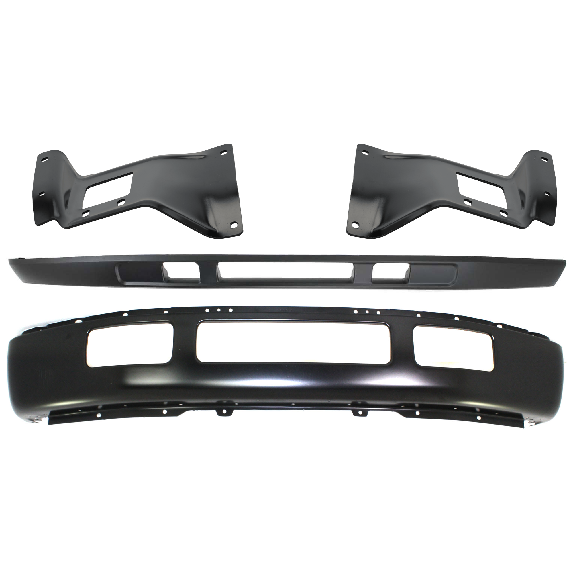 AM F 450 F 550 SUPER DUTY 05-07 FRONT BUMPER 4 pc kit Face Bar Paint to Match w Fender Flare with Bumper Bracket and Valance SKU KIT 071824 C473 Partslink FO1002397 FO1066163 FO1067163 FO1095219 OEM 5C3Z17757EAA 5C3Z17B985AA 5C3Z