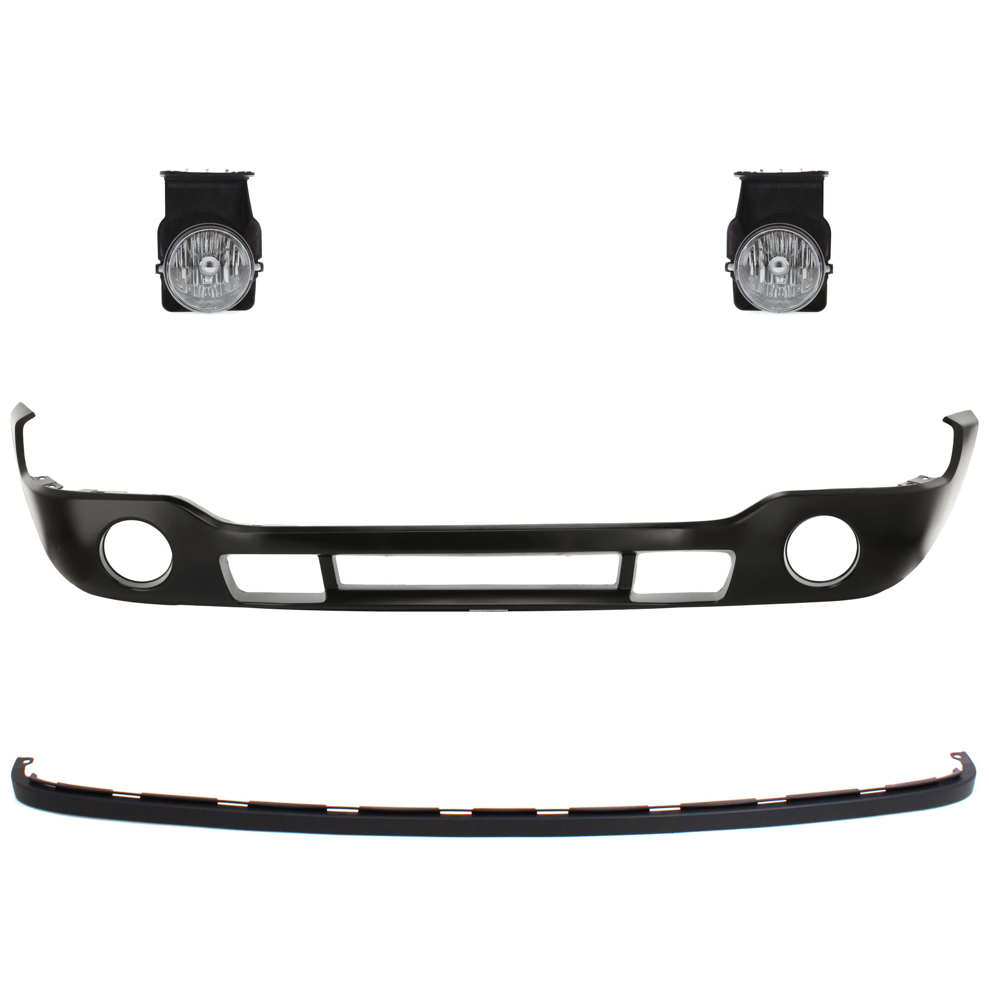 AM SIERRA 03-04 FRONT BUMPER COVER 4 pc kit Primed with Fog Light and Valance SKU KIT 071824 C494 Partslink GM1000684 GM2592128 GM2593128 GM1092201 OEM 12335963-88979837-15190984-151