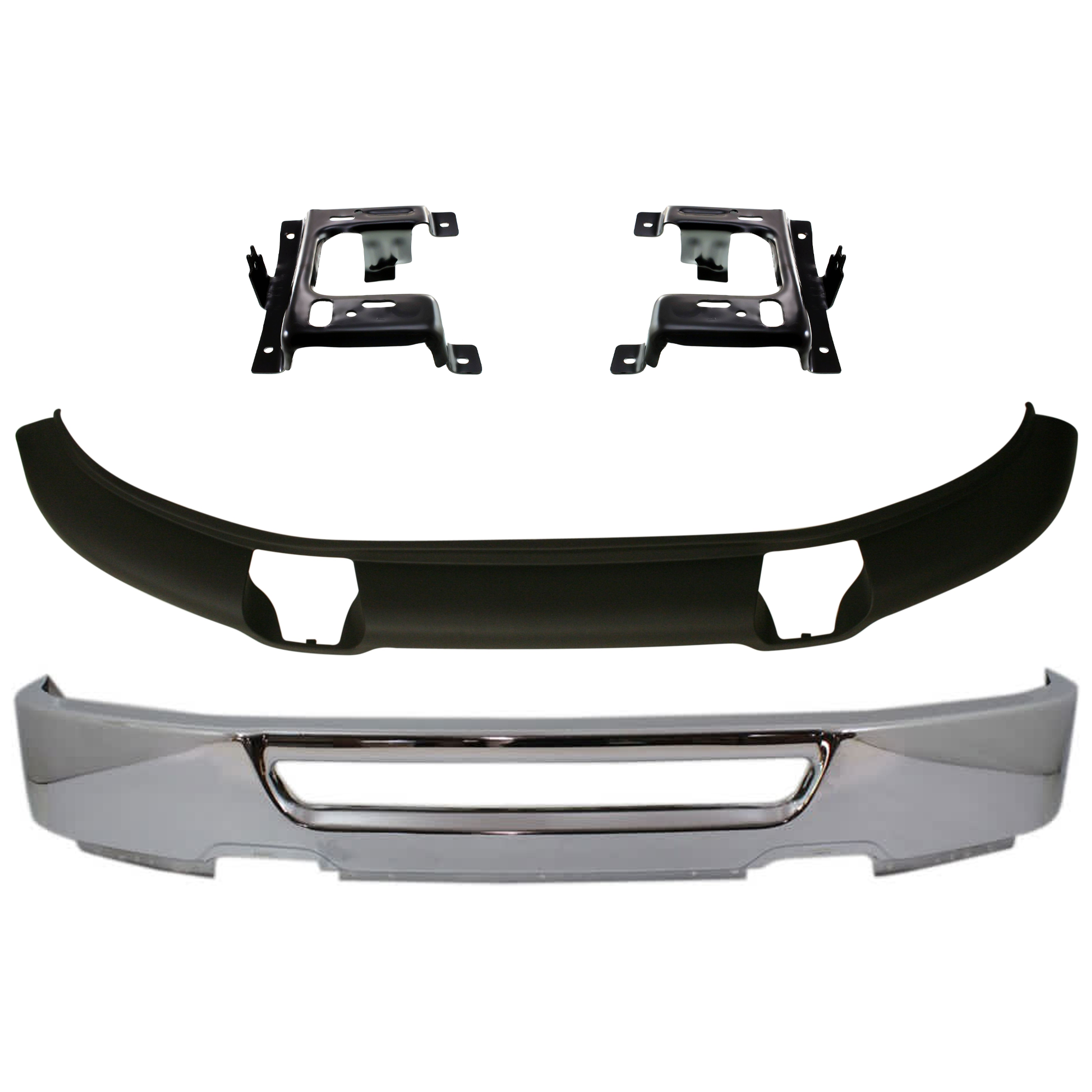 AM F 150-07-08 FRONT BUMPER 4 pc kit Face Bar Chrome w o Fog Light Holes with Bumper Bracket and Valance SKU KIT 071824 C514 Partslink FO1002400 FO1066172 FO1067172 FO1093108 OEM 6L3Z17757AA 6L3Z17B985AA 6L3Z1
