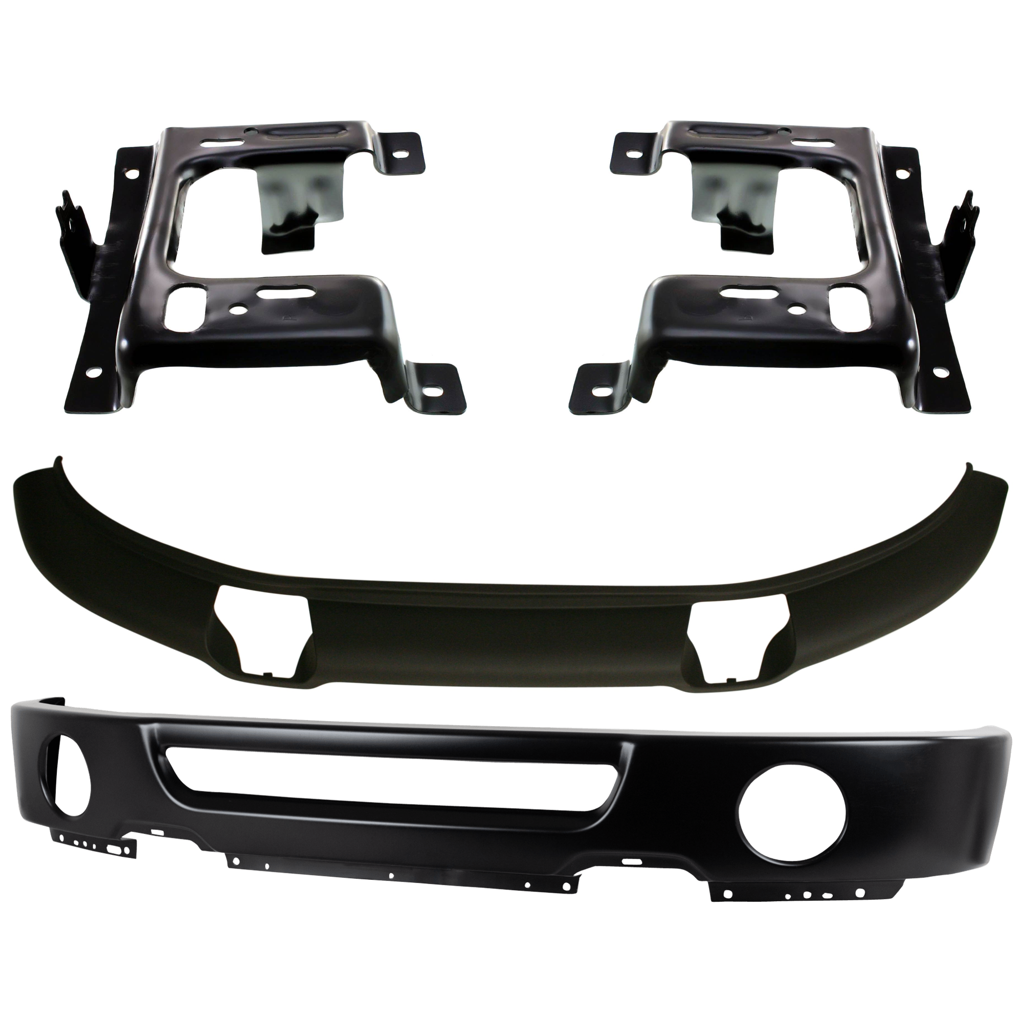 AM F 150-07-08 FRONT BUMPER Lower 4 pc kit Face Bar Paint to Match w Fog Light Holes with Bumper Bracket and Valance SKU KIT 071824 C519 Partslink FO1002401 FO1066172 FO1067172 FO1093108 OEM 6L3Z17757DAPTM 6L3Z17B985AA 6L