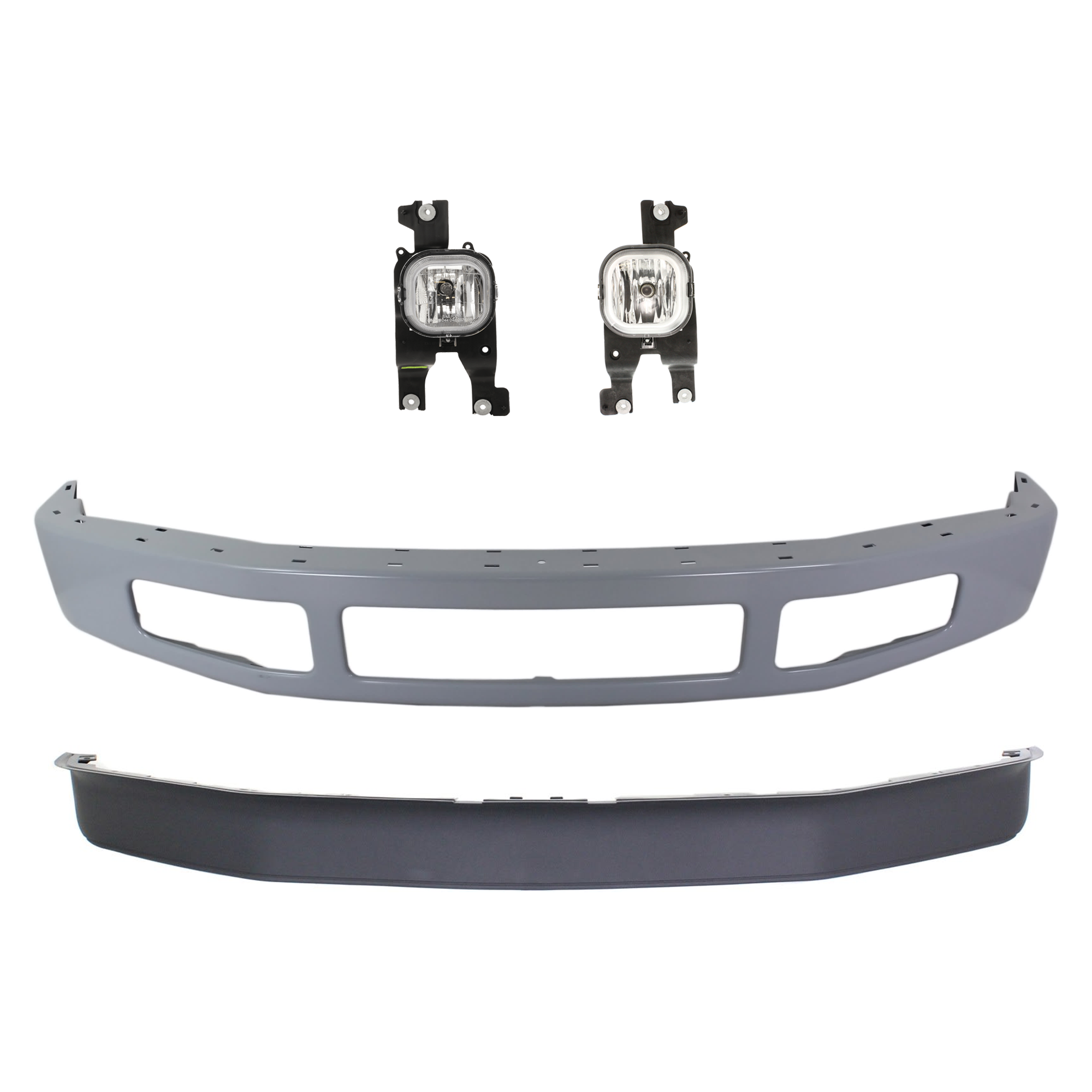 AM F 250 SUPER DUTY F 350 SUPER DUTY 08-10 FRONT BUMPER 4 pc kit w Fog Light and Valance SKU KIT 071824 C545 Partslink FO1002403 FO1093116 OEM 8C3Z17757CPTM 7C3Z15201AA PFM