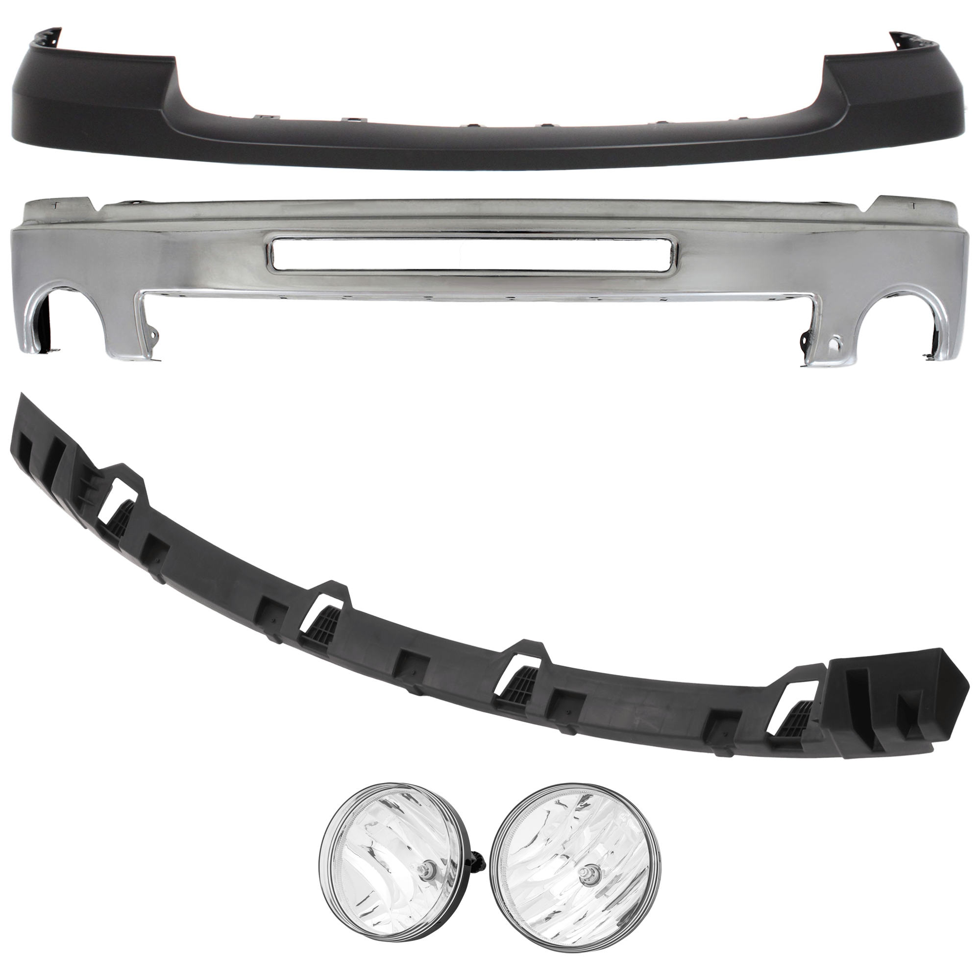 AM SIERRA 1500-07-13-2500 HD 3500 HD 07-10 FRONT BUMPER 5 pc kit w Bumper Bracket Bumper Cover and Fog Light SKU KIT 071824 C557 Partslink GM1002834 GM1065108 GM1014102 GM2593161 GM2592161 OEM 15902856-15246822-25783584-258