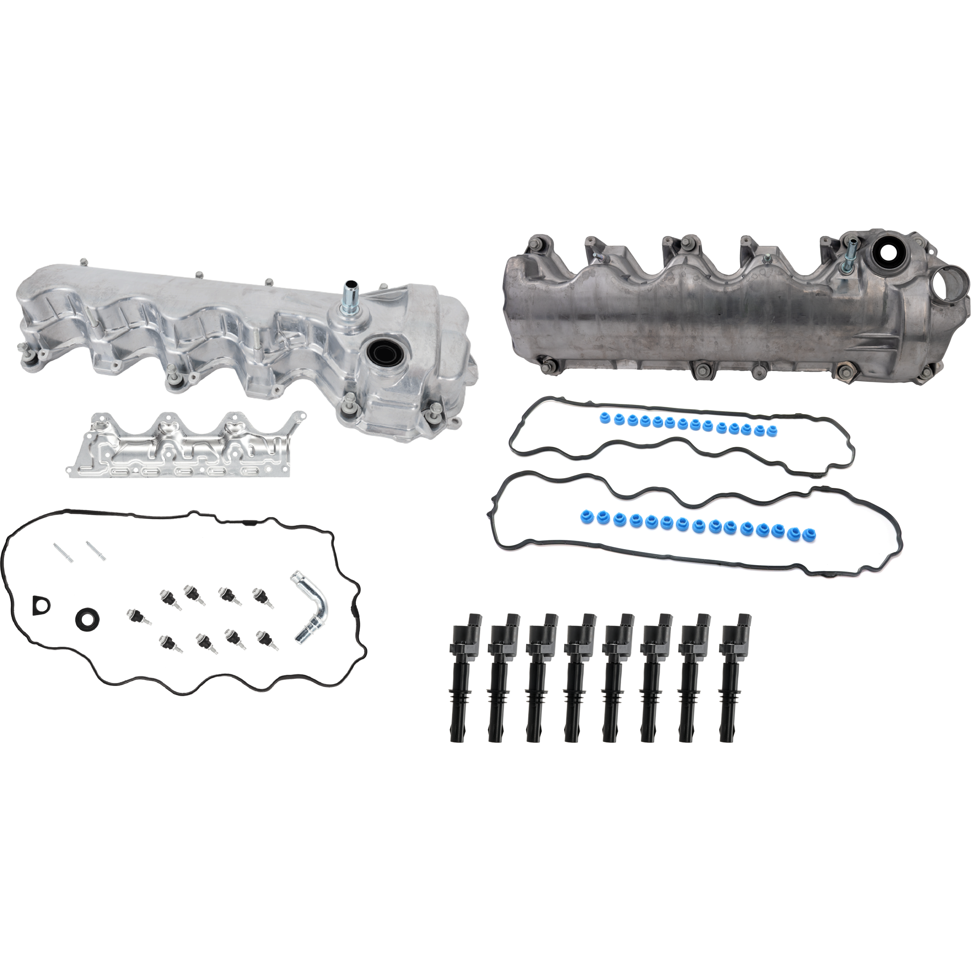 AM EXPLORER 06-10 MUSTANG 05-10 VALVE COVER RH AND LH 11 pc kit with Ignition Coil and Valve Cover Gasket SKU KIT 071824 C567 OEM 9L1Z6582C 9L1Z6582D 151070401
