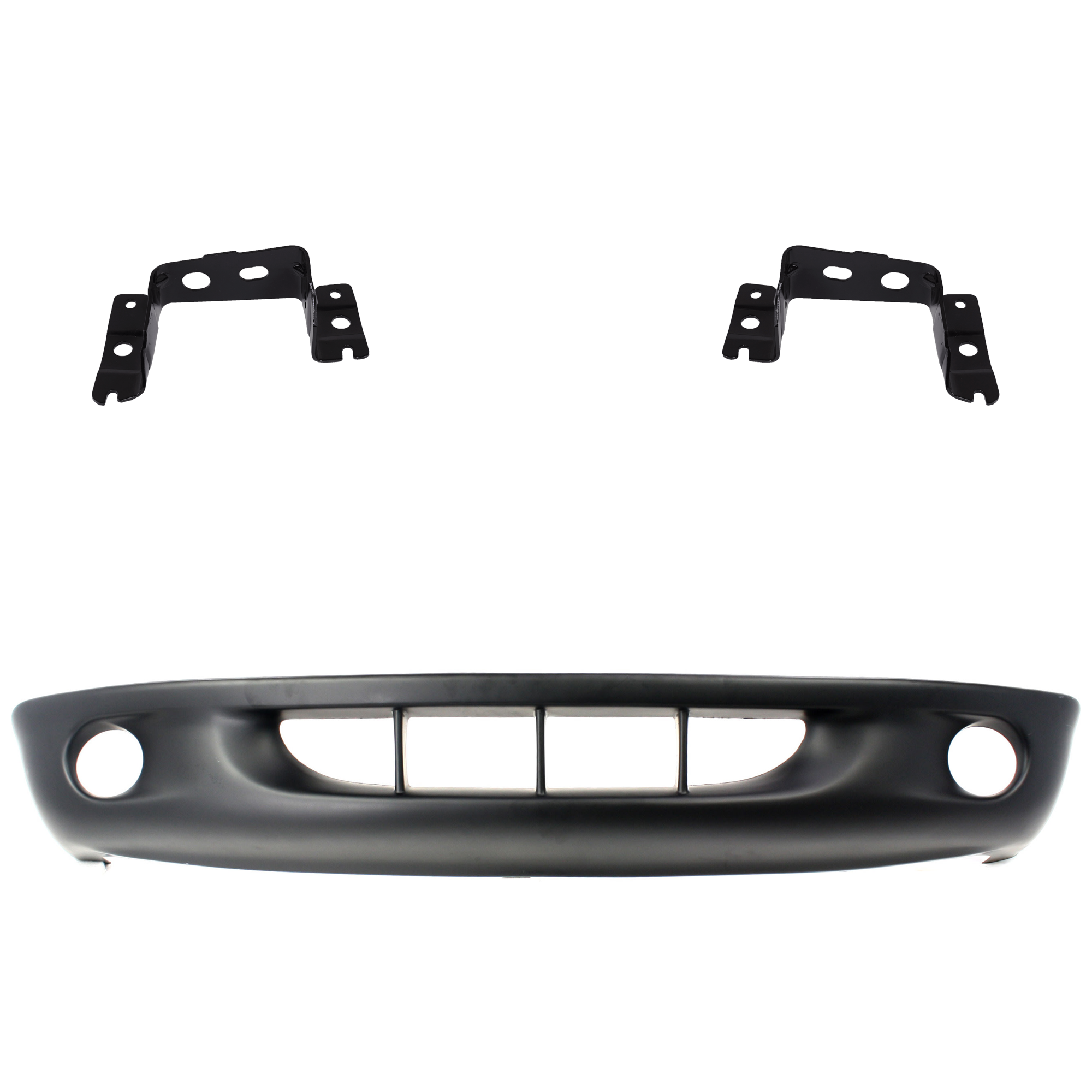 AM DAKOTA 97-00 FRONT BUMPER COVER Lower 3 pc Kit Primed w 2 pc Type Bumper w Fog Light Holes with Bumper Bracket SKU KIT 071824 C585 Partslink CH1000291 CH1067121 CH1066121 OEM 5013071AB 55076528-55076529