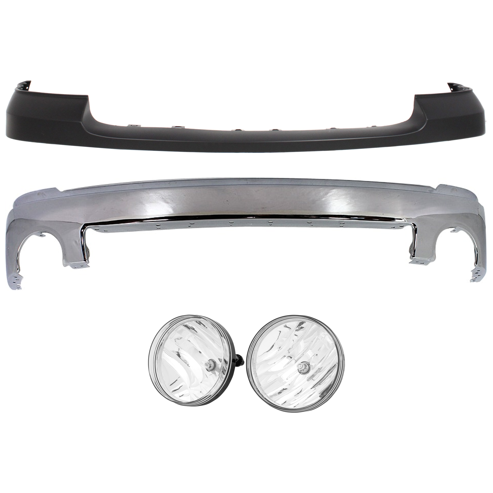 AM SIERRA 1500-07-13 FRONT BUMPER 4 pc kit w Bumper Cover and Fog Light SKU KIT 071824 C593 Partslink GM1002833 GM1014102 GM2593161 GM2592161 OEM 15901505-25783584-25866496-258