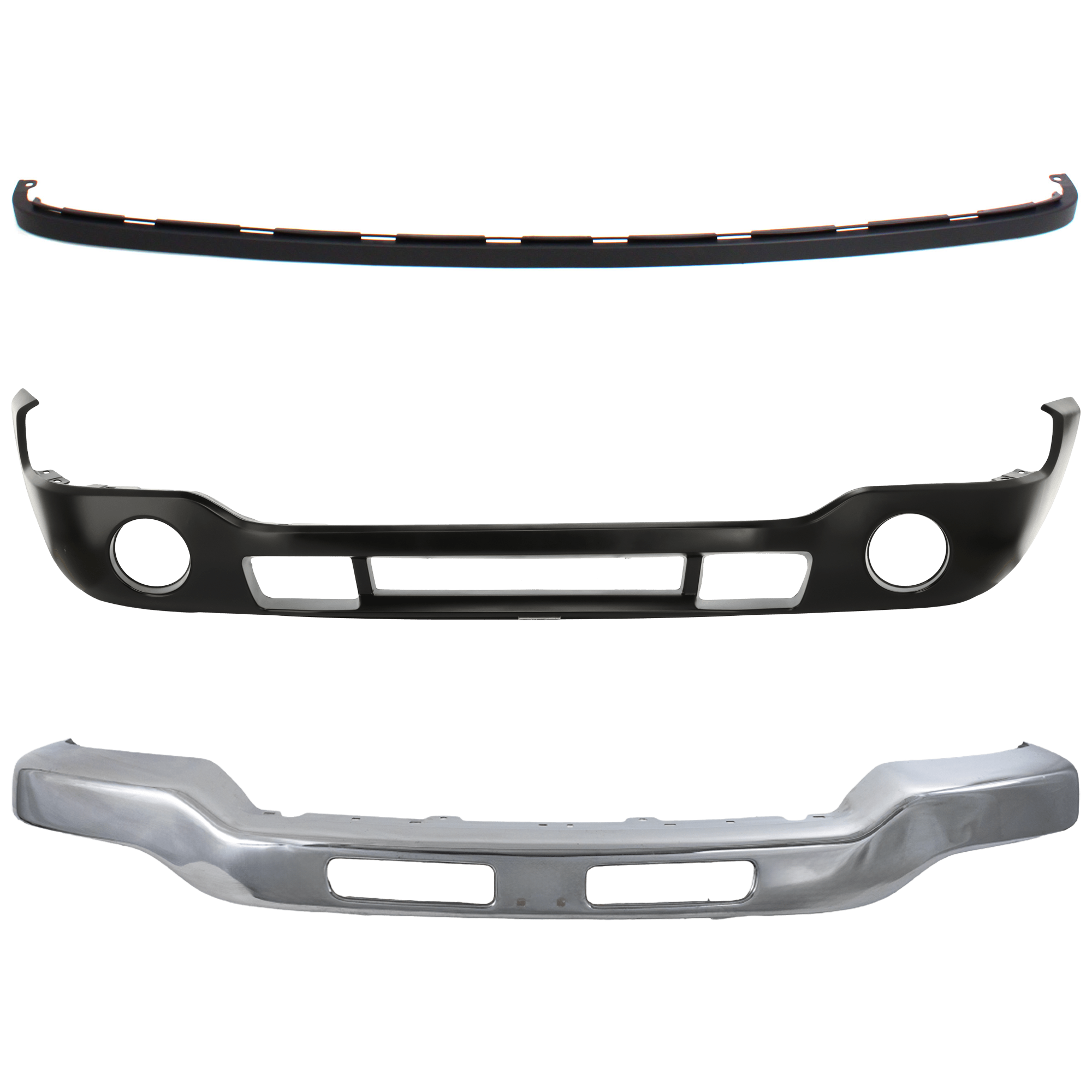 AM SIERRA 03-07 FRONT BUMPER 3 pc kit Chrome with Bumper Cover and Valance SKU KIT 071824 C595 Partslink GM1002418 GM1000684 GM1092201 OEM 15098990-12335963-88979837-103