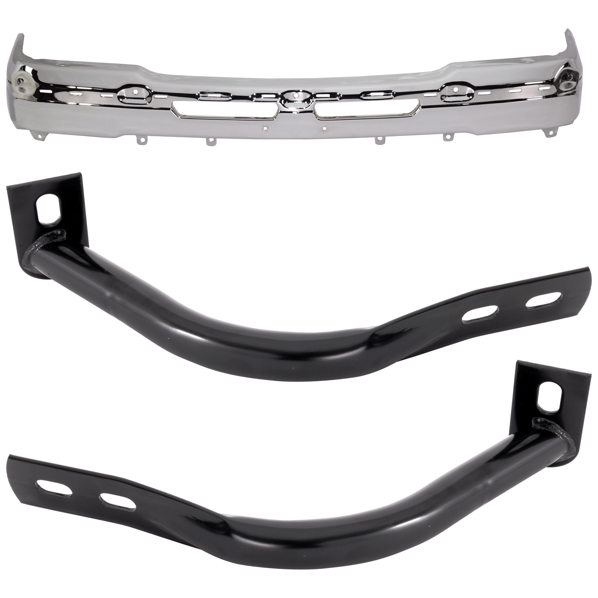 AM AVALANCHE 1500-02-06 SILVERADO 1500-04-06 FRONT BUMPER 3 pc kit Face Bar Chrome with Bumper Bracket SKU KIT 071824 C605 Partslink GM1002416 GM1067159 GM1066159 OEM 19150310-15184117-15184116