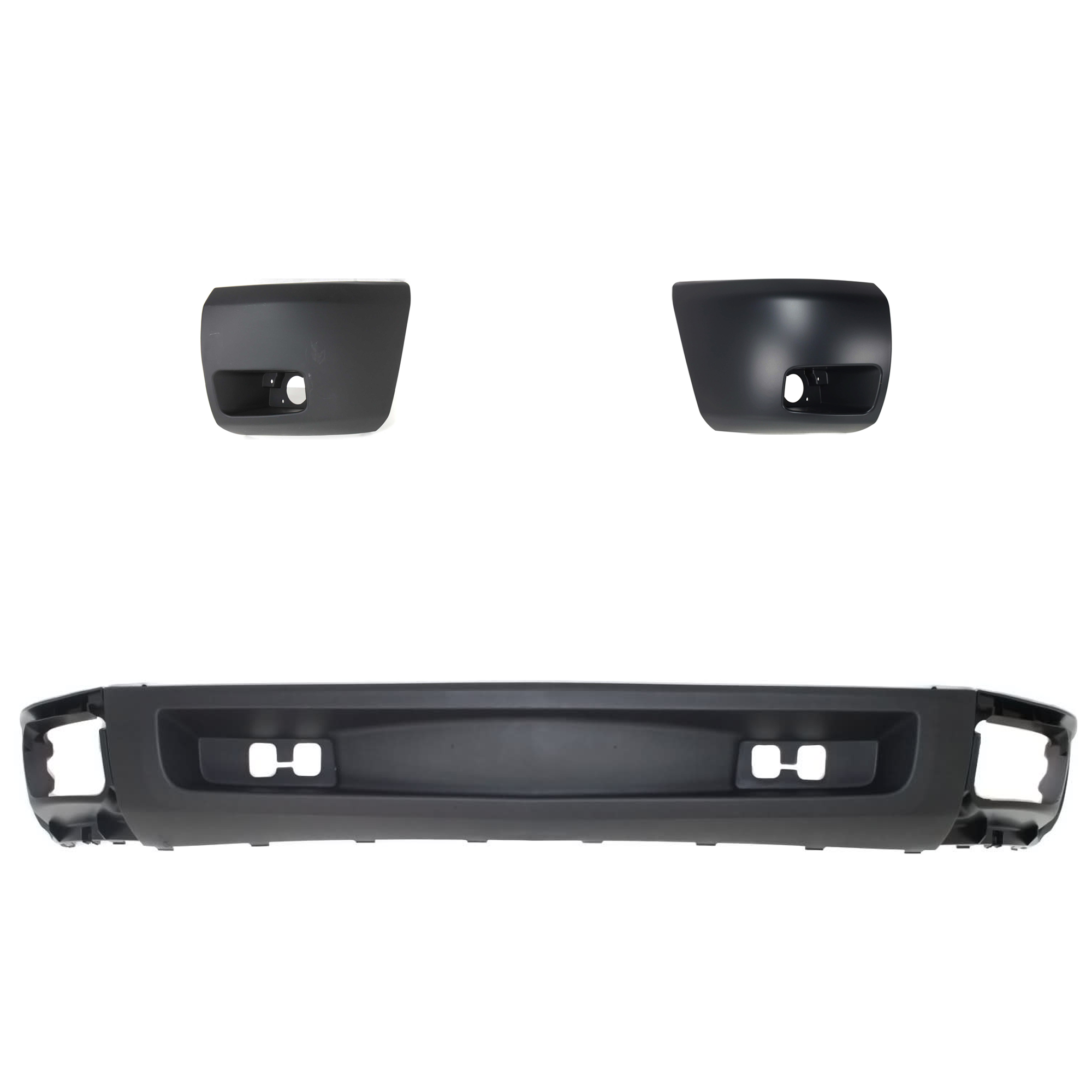 AM SILVERADO 1500-07-13 FRONT VALANCE Lower 3 pc kit Air Deflector Textured Black with Bumper End SKU KIT 071824 C606 Partslink GM1092192 GM1005147 GM1004147 OEM 15915504-15891682-15891681