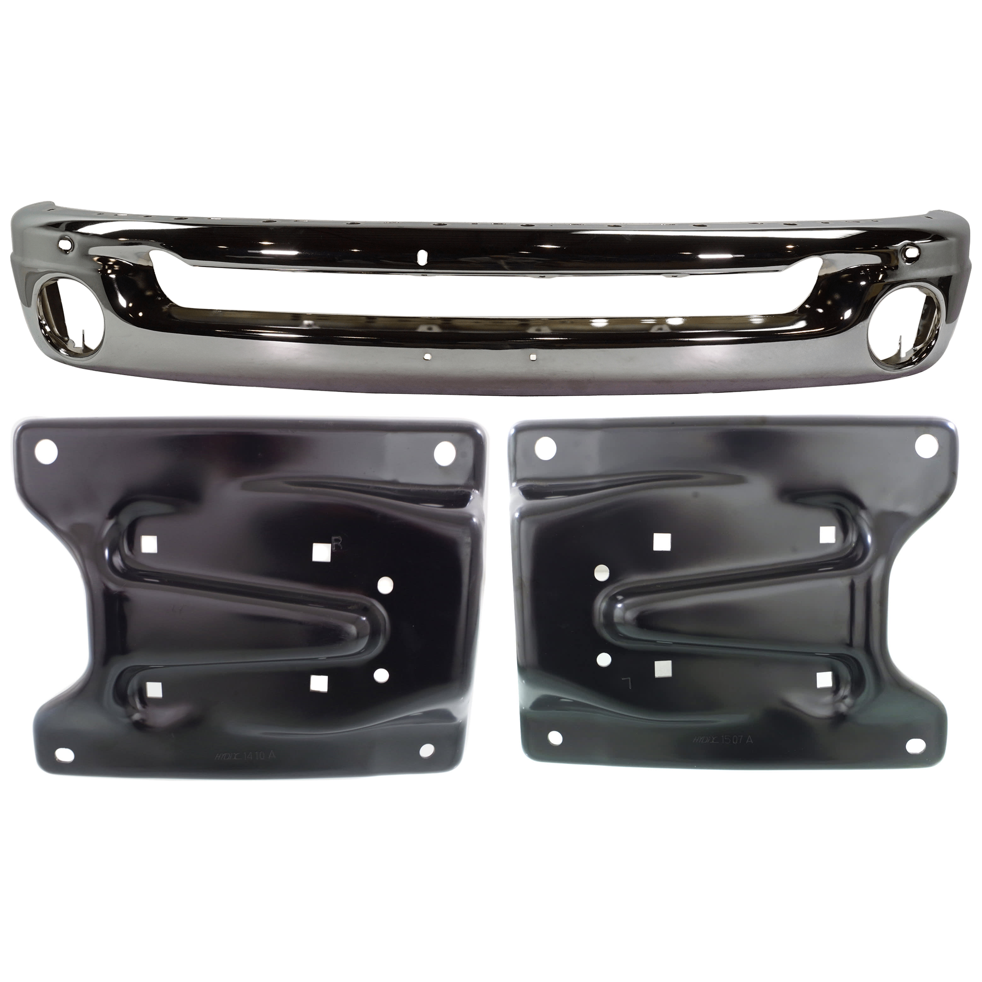 AM DODGE RAM FULL SIZE PICKUP 06-08 FRONT BUMPER 3 pc kit Face Bar Steel Chrome with Bumper Bracket SKU KIT 071824 C627 Partslink CH1002383 CH1066137 CH1067137 OEM 55077946AB 55077953AA 55077950