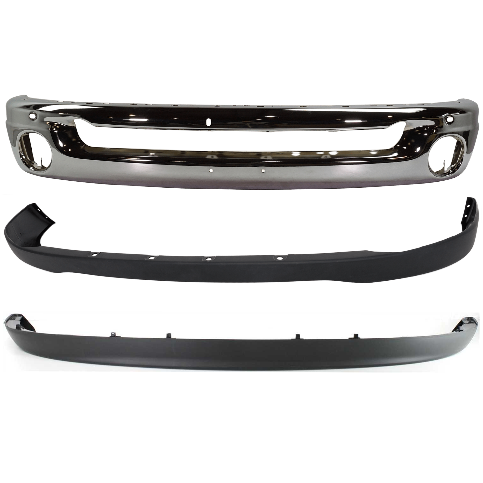 AM RAM 1500-02-09 FRONT BUMPER 3 pc kit w Bumper Cover and Valance SKU KIT 071824 C631 Partslink CH1002383 CH1000880 CH1090125 OEM 55077946AB 55077762AA 55077337
