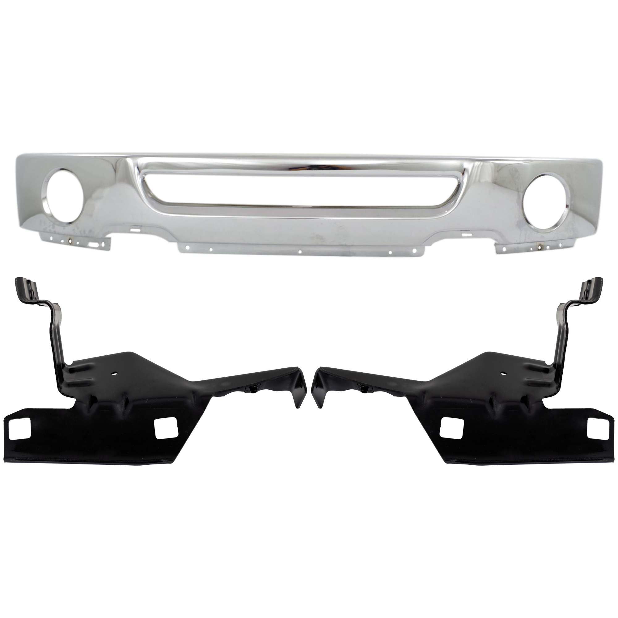 AM F 150 MARK LT 06-08 FRONT BUMPER 3 pc kit Face Bar Chrome w Fog Light Holes with Bumper Bracket SKU KIT 071824 C645 Partslink FO1002399 FO1066158 FO1067158 OEM 6L3Z17757BA 4L3Z17B983AB 4L3Z1