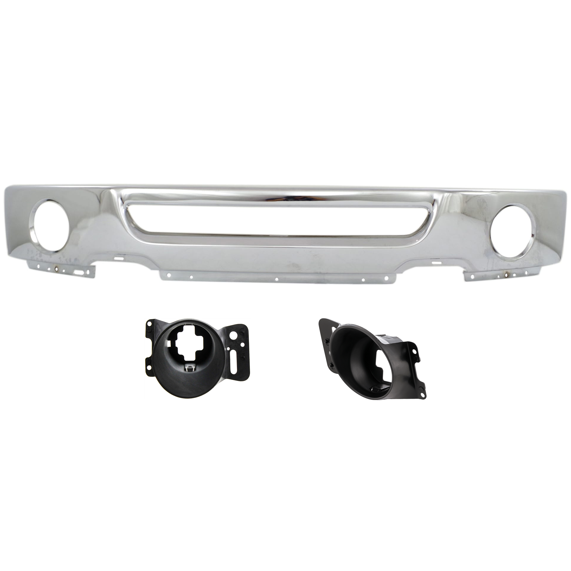AM F 150-06-08 FRONT BUMPER 3 pc kit Face Bar Chrome with Fog Light Bracket SKU KIT 071824 C646 Partslink FO1002399 FO2601101 FO2600101 OEM 6L3Z17757BA 6L3Z15266AA 6L3Z15