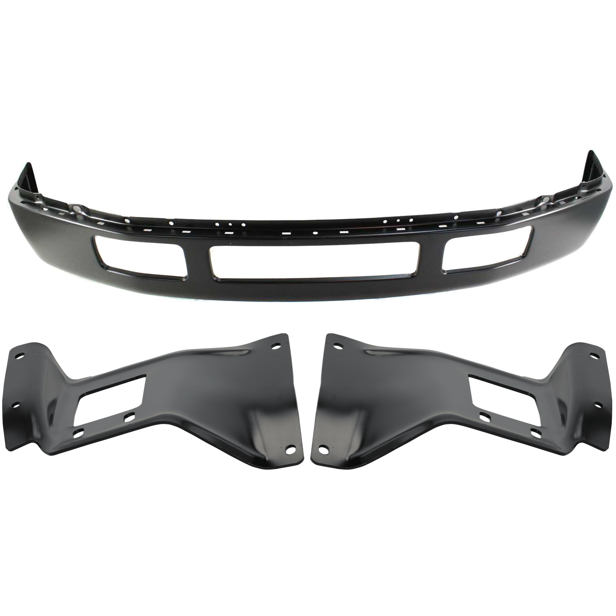 AM EXCURSION 05-05 F 250 F 350 SUPER DUTY 05-07 FRONT BUMPER 3 pc kit Black w Bumper Bracket SKU KIT 071824 C649 Partslink FO1002393 FO1066163 FO1067163 OEM 5C3Z17757CAA 5C3Z17B985AA 5C3Z