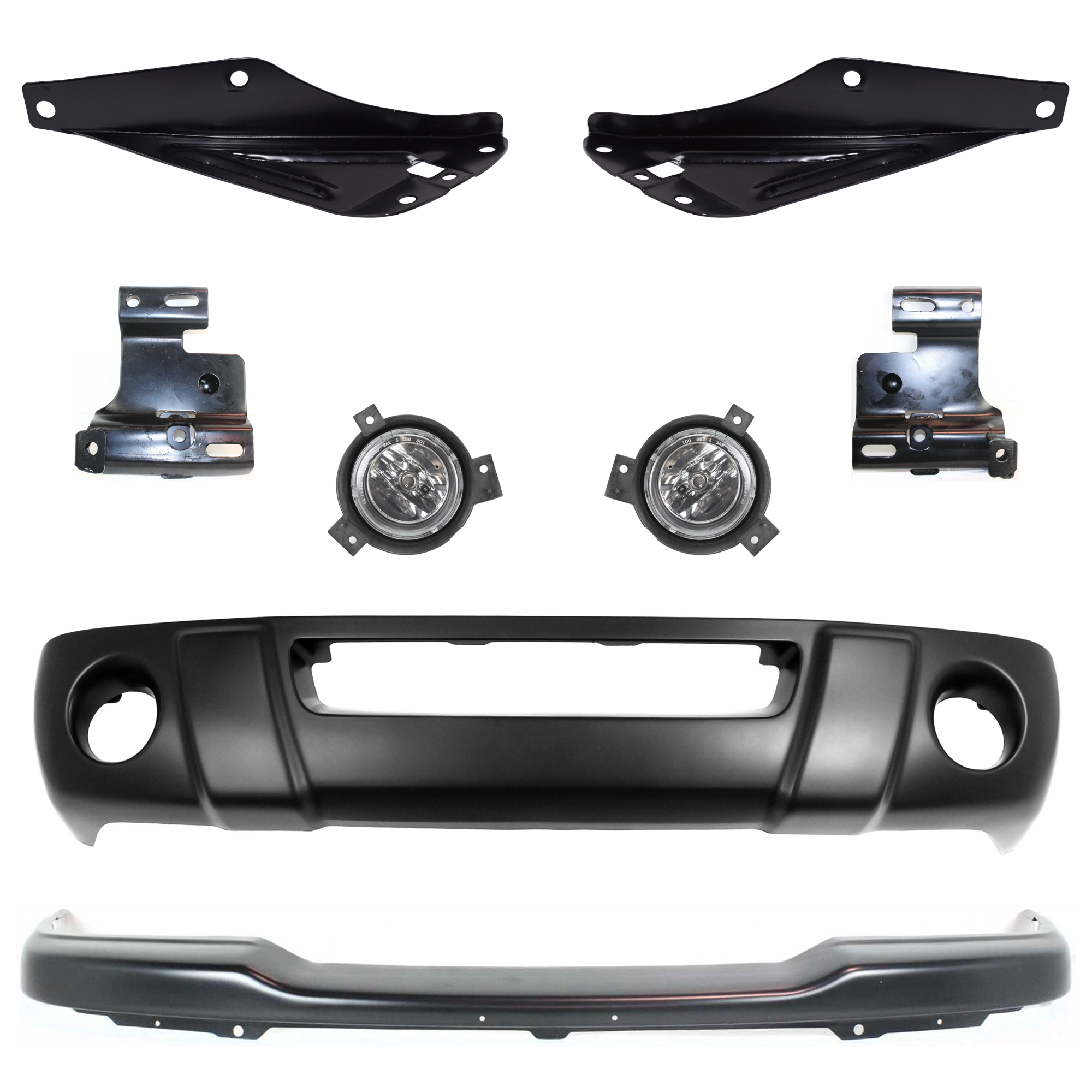 AM RANGER 01-03 FRONT BUMPER 8 pc kit Painted Black with Bumper Bracket Fog Light and Valance SKU KIT 071824 C64 Partslink FO1002380 FO1066144 FO1067144 FO1067143 FO1066143 FO2592184 FO2593184 FO1095189 OEM 1L5Z17757JA 1L5Z17752AB 1L5Z17