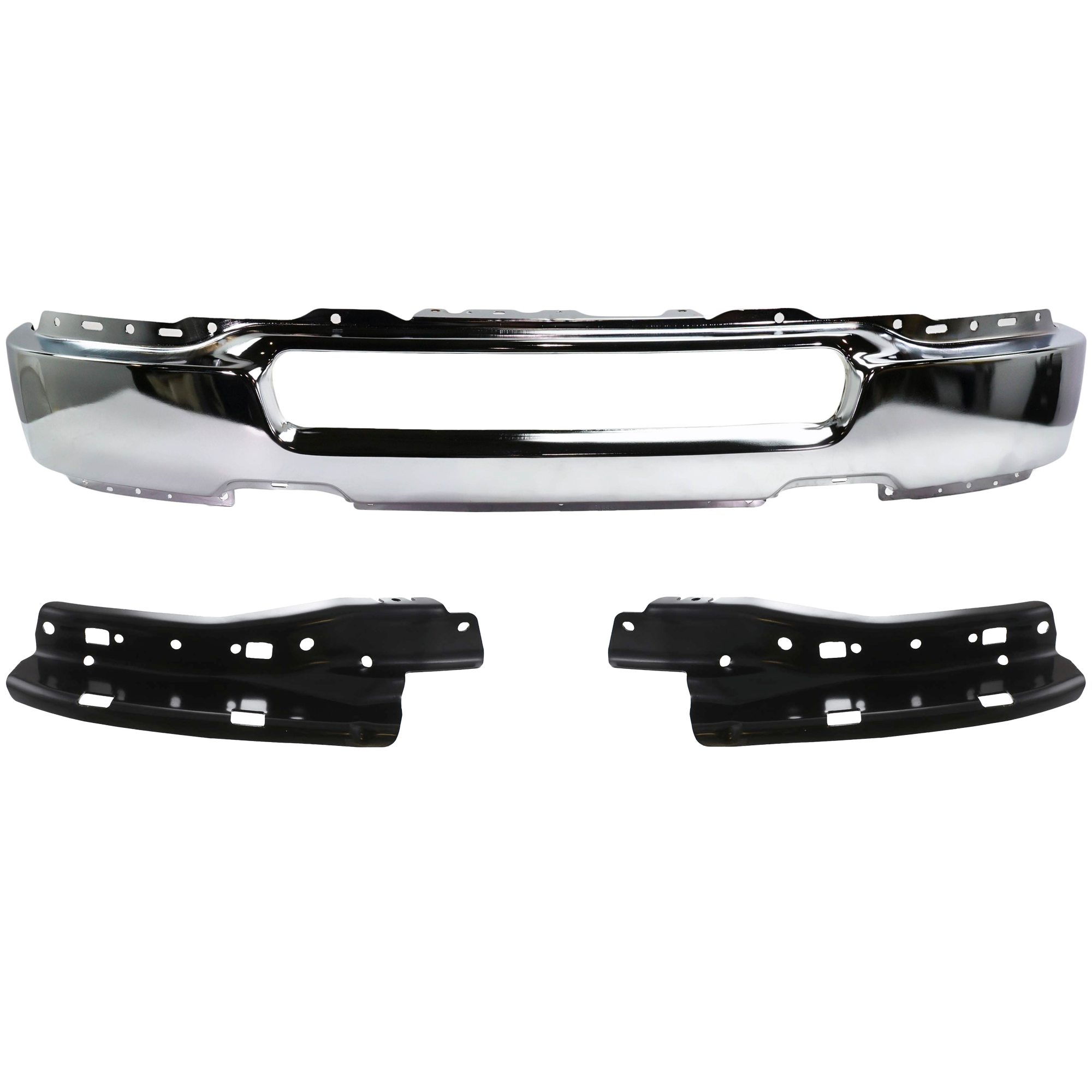AM F 150-04-06 FRONT BUMPER 3 pc kit Face Bar Chrome w o Fog Light Holes with Bumper Bracket SKU KIT 071824 C651 Partslink FO1002388 FO1066161 FO1067161 OEM 4L3Z17757AA 4L3Z17753AA 4L3Z17