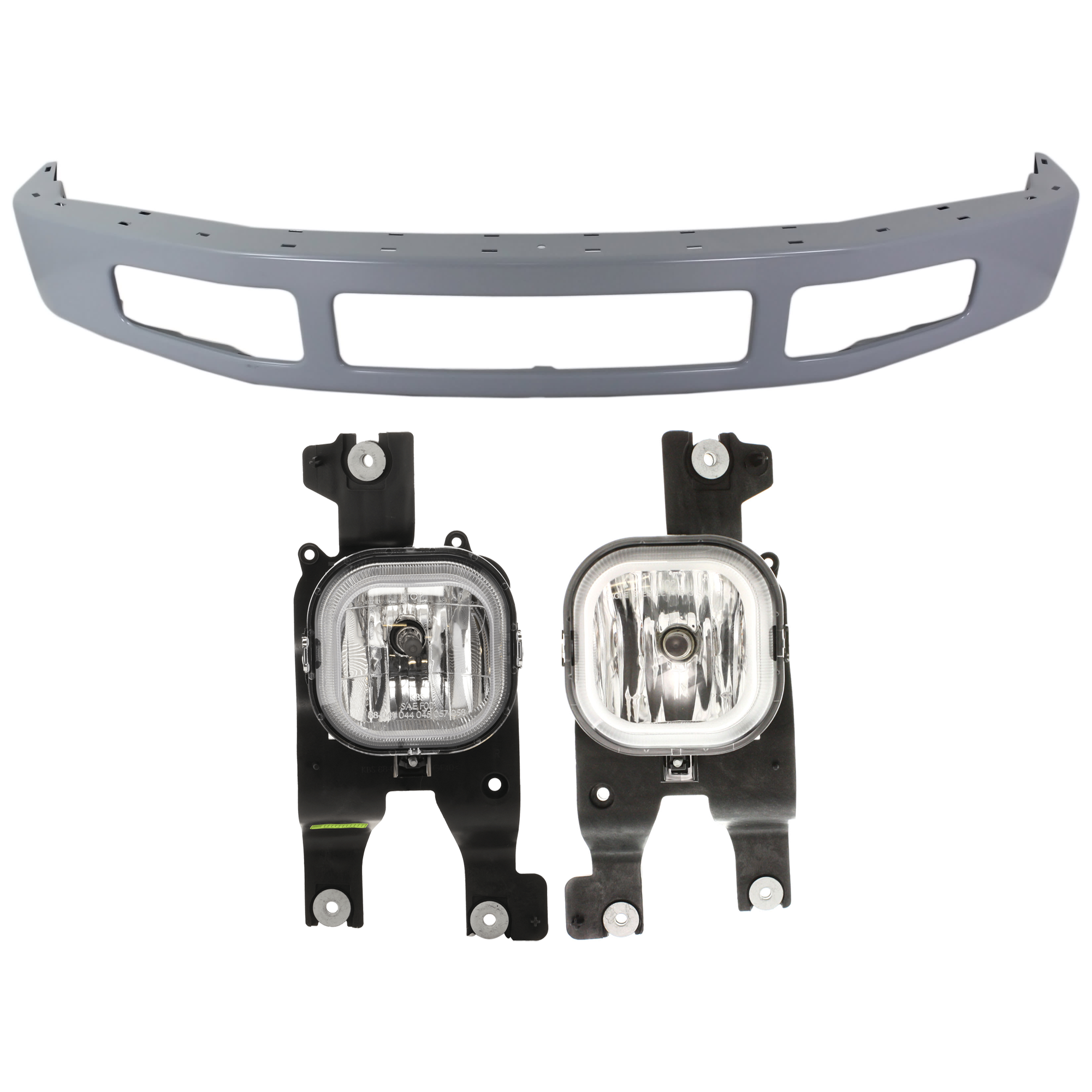 AM F 250 SUPER DUTY F 350 SUPER DUTY 08-10 FRONT BUMPER 3 pc kit w Fog Light SKU KIT 071824 C658 OEM 8C3Z17757CPTM 7C3Z15201AA PFM