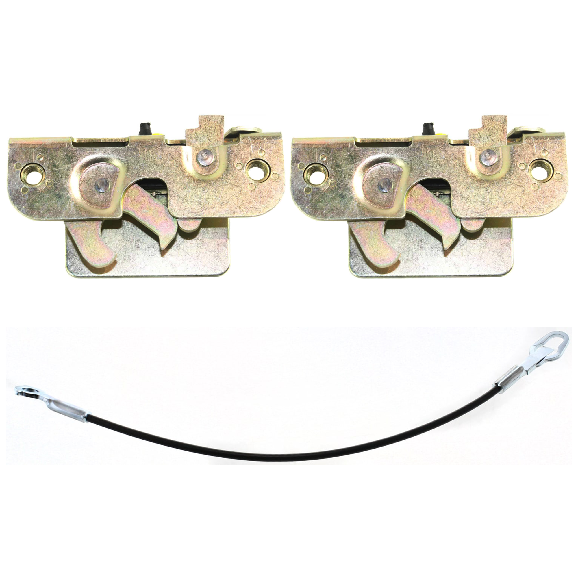 AM F SERIES SUPER DUTY 99-12 TAILGATE LATCH RH AND LH 3 pc Kit with Tailgate Cable SKU KIT 071824 C690 Partslink FO1911102 FO1918104 FO1918103 OEM GC3Z9943150C 3L3Z9943150AA 3L3