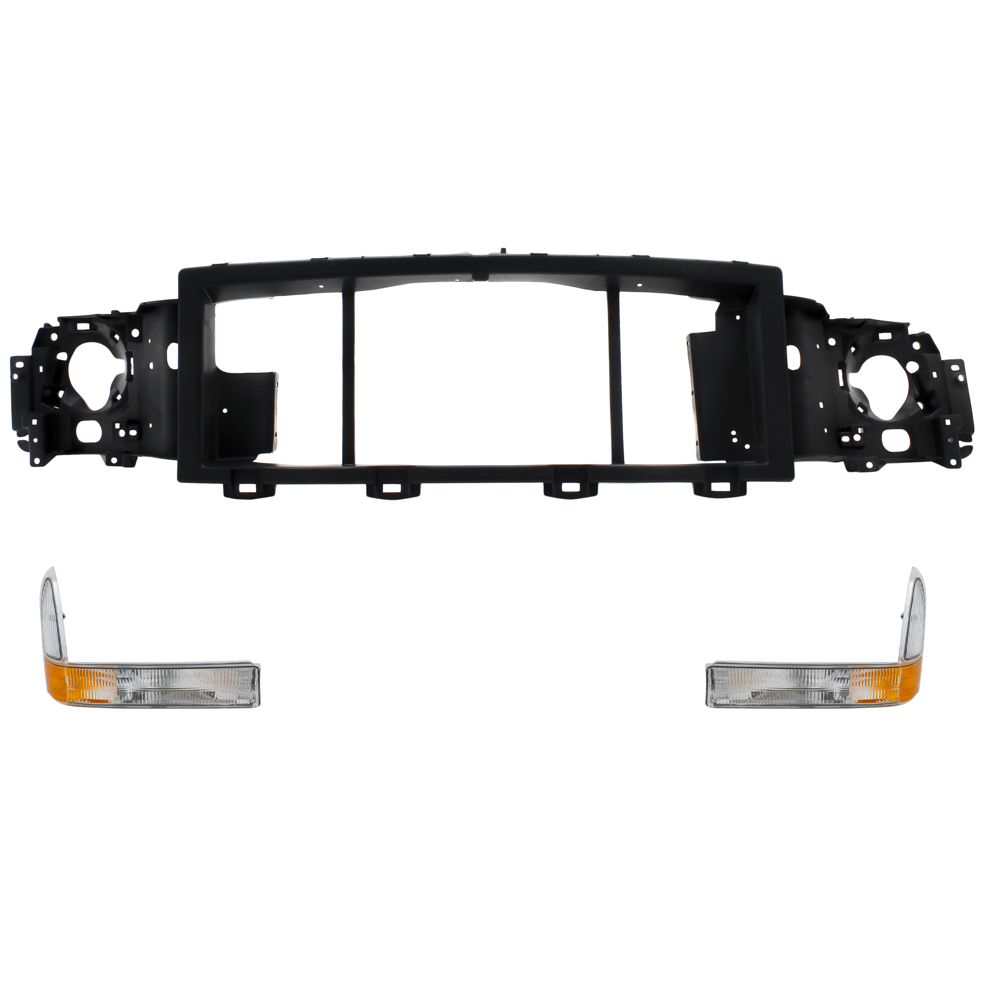 AM EXCURSION 01-04 F SERIES SUPER DUTY 02-04 HEADER PANEL 3 pc Kit Grille Opening Panel with Corner Light SKU KIT 071824 C691 Partslink FO1221115 FO2520169 FO2521169 OEM F81Z8A284AA 2C3Z13201AA 2C3Z13