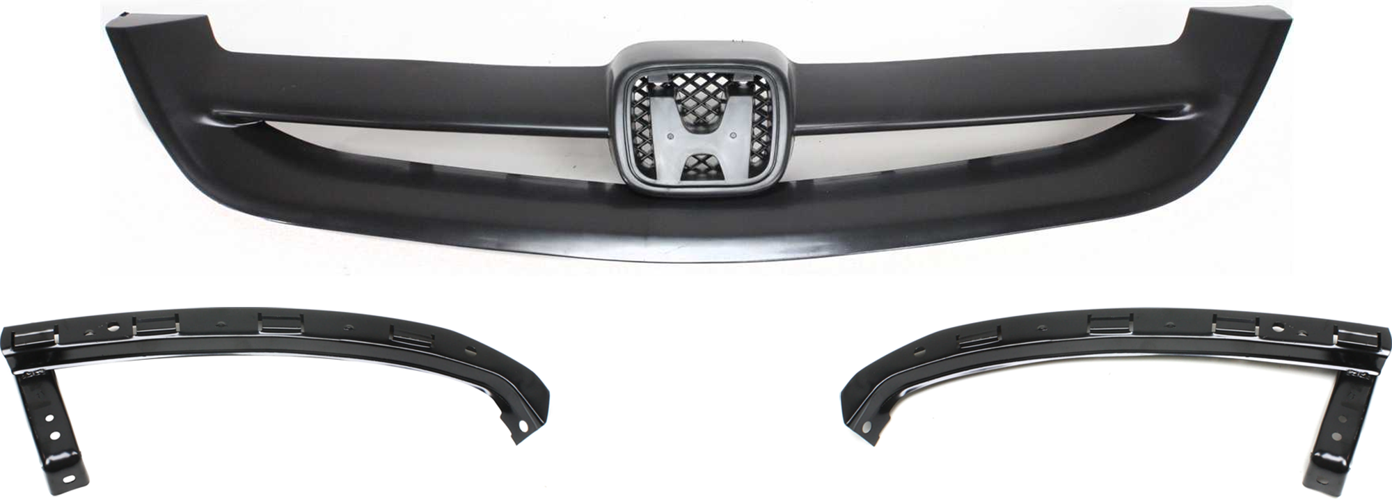 AM CIVIC 01-03 GRILLE 3 pc Kit Plastic PP Black Shell and Insert with Bumper Trim SKU KIT 071824 C704 Partslink HO1200153 HO1089108 HO1088108 OEM 71121S5PA01ZC 71140S5DA00-7119