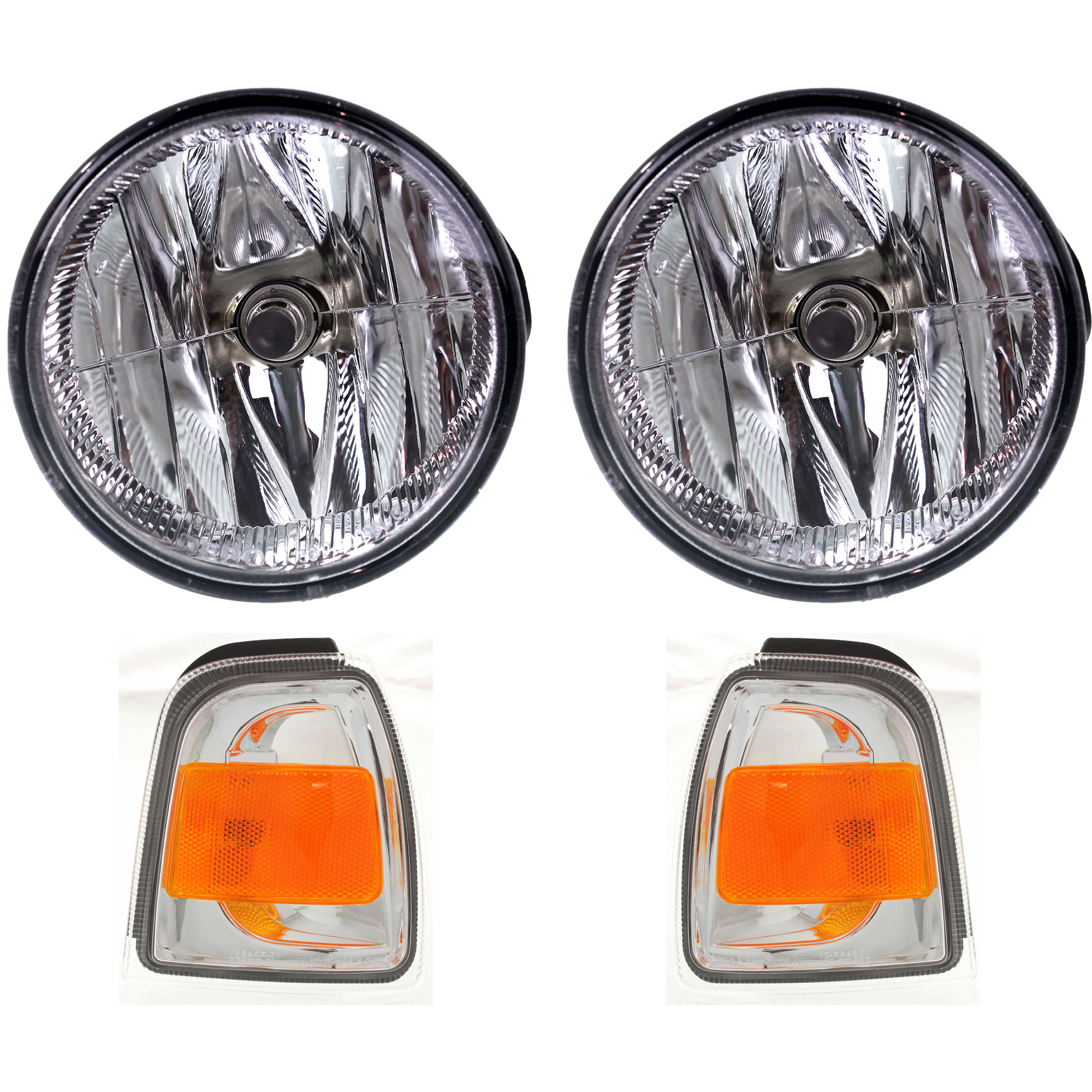 AM RANGER 08-11 FRONT FOG LAMP RH AND LH 4 pc kit Assembly Halogen with Corner Light SKU KIT 071824 C709 Partslink FO2593221 FO2530171 FO2531171 OEM AL1Z15200B 6L5Z15A201BA 6L5Z15