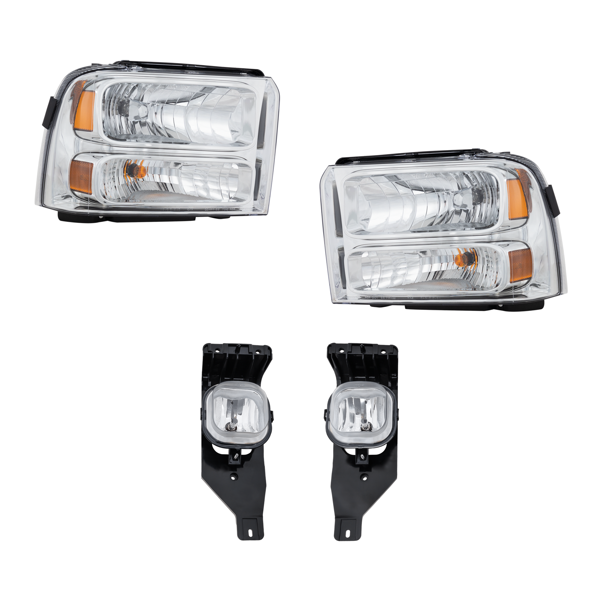 AM F 250 SUPER DUTY F 350 SUPER DUTY 05-07 TRACK BAR 4 pc Kit with Fog Light SKU KIT 071824 C746 Partslink FO2502217 FO2503217 FO2593211 FO2592211 OEM 6C3Z13008AB 6C3Z13008BB 6C3Z15