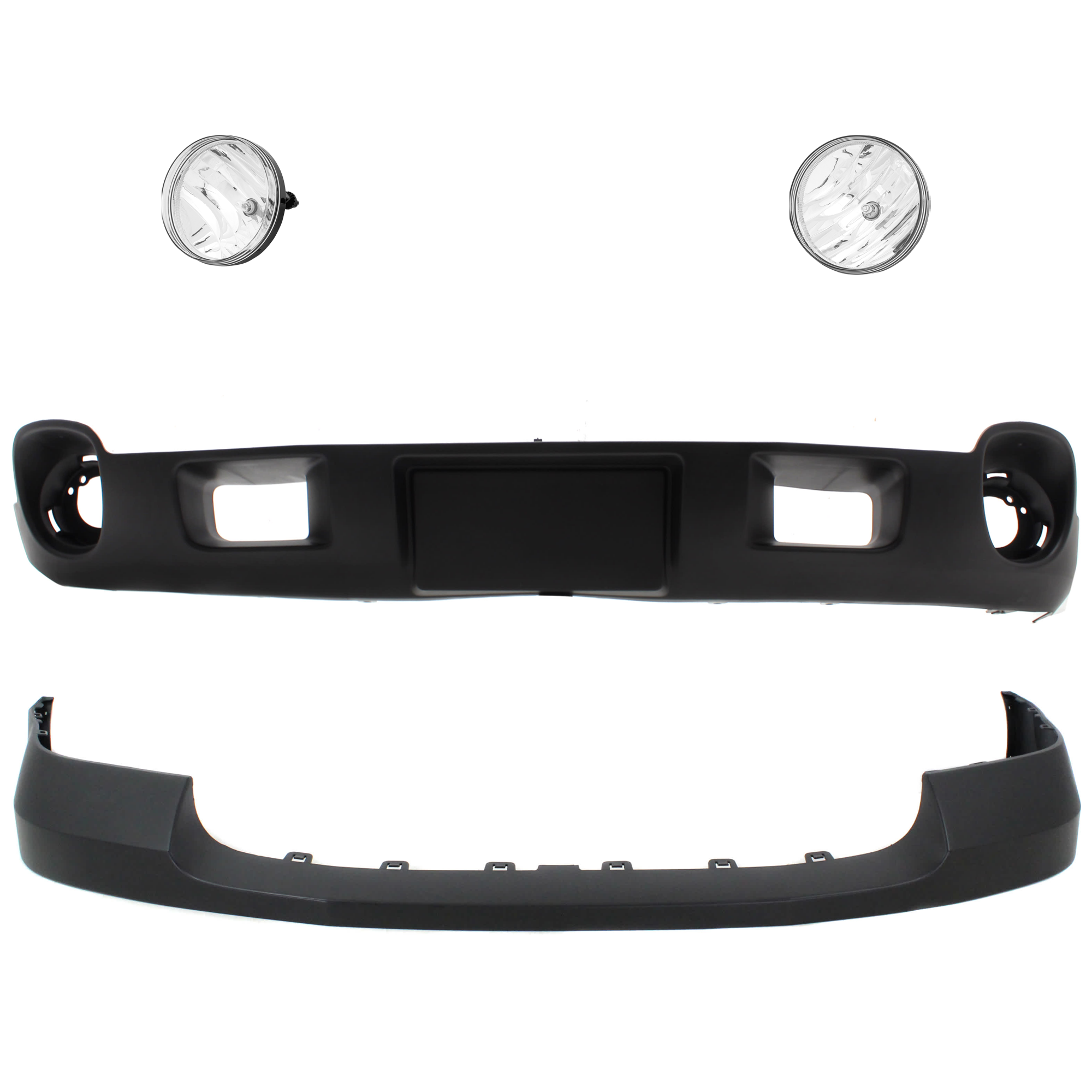 AM SIERRA 2500 HD 3500 HD 11-14 FRONT VALANCE 4 pc kit Air Deflector Textured with Bumper Cover and Fog Light SKU KIT 071824 C748 Partslink GM1092216 GM1014105 GM2593161 GM2592161 OEM 22755085-22777685-25866496-258
