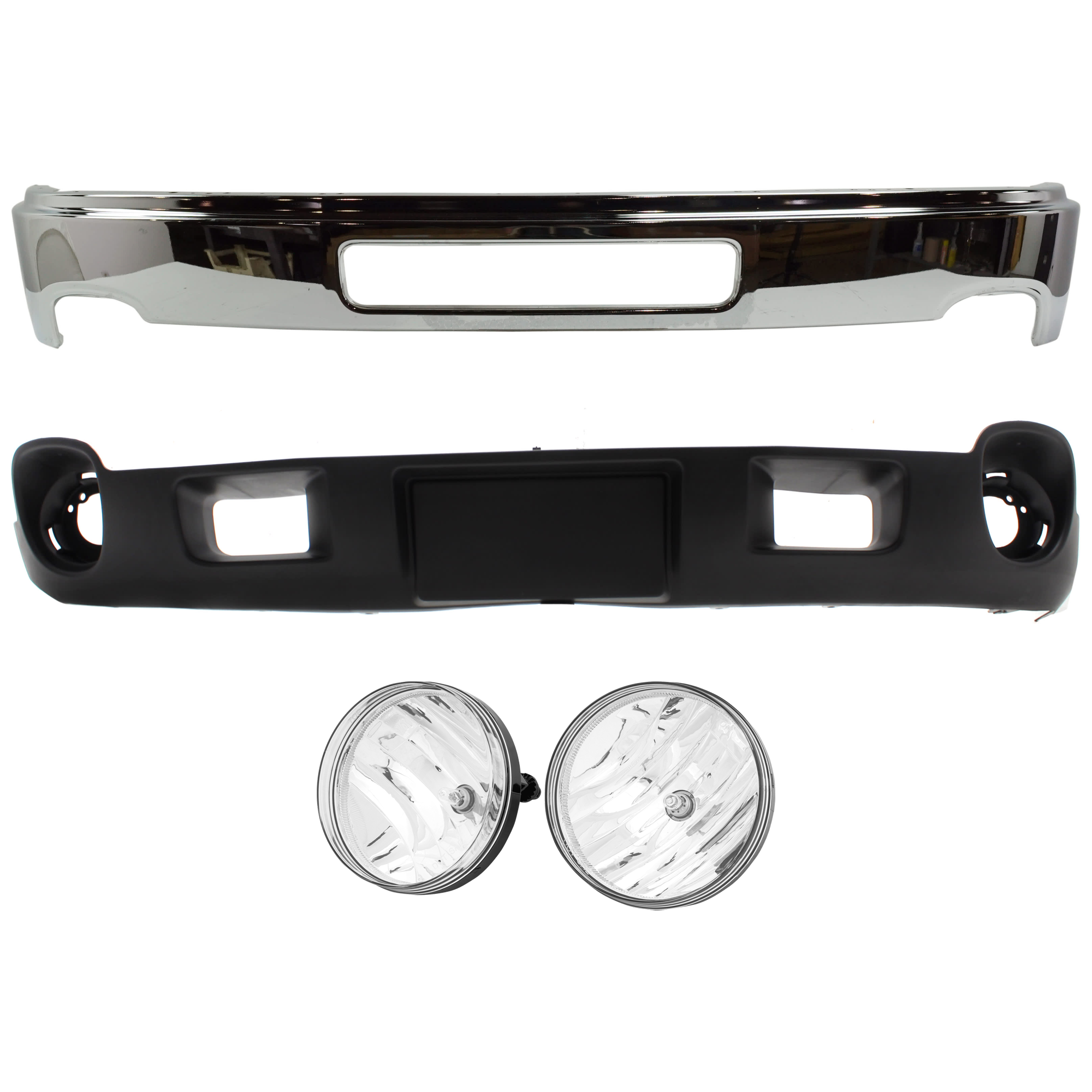 AM SIERRA 2500 HD 3500 HD 11-14 FRONT BUMPER 4 pc kit w Fog Light and Valance SKU KIT 071824 C749 Partslink GM1002839 GM2593161 GM2592161 GM1092216 OEM 25998989-25866496-25866495-227