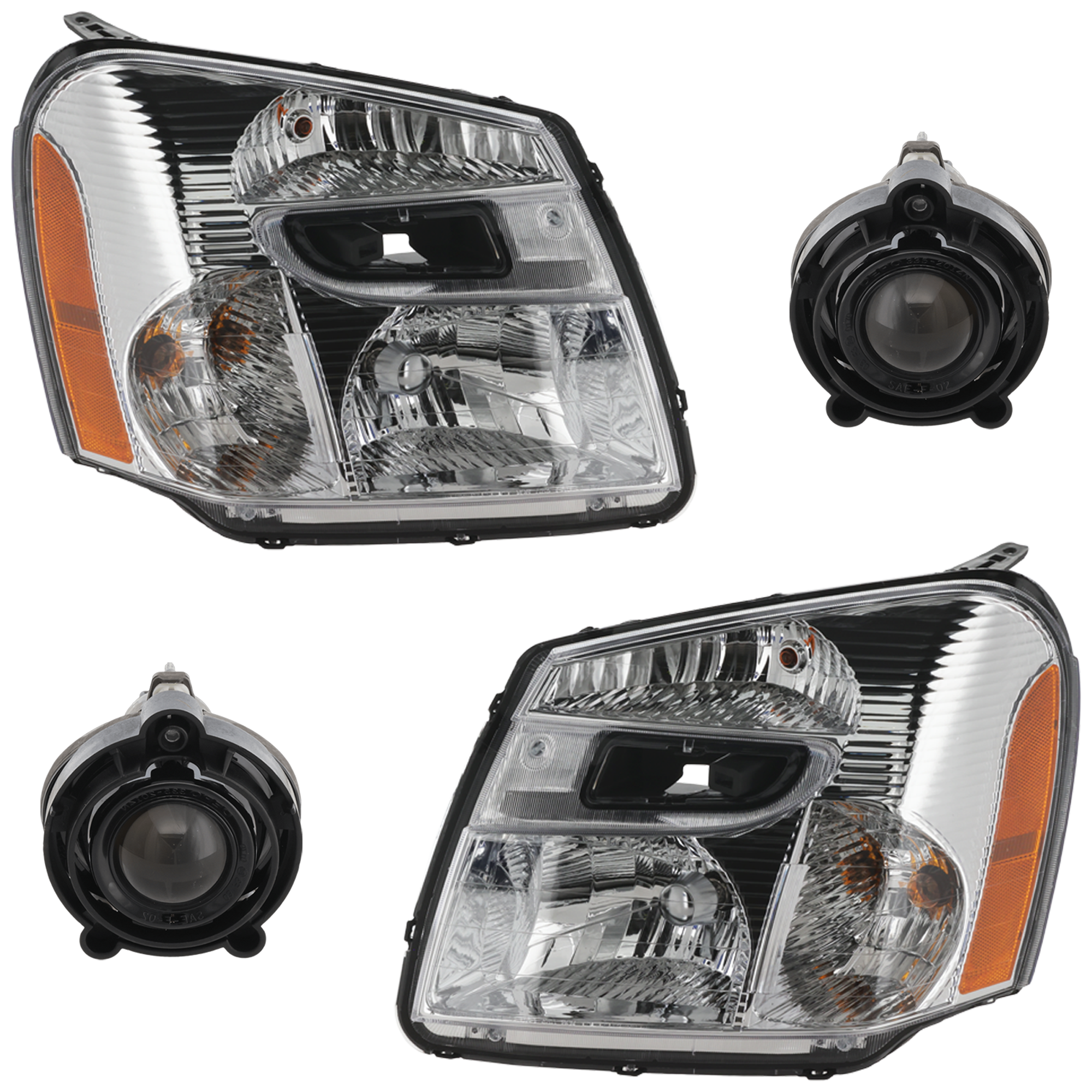 AM EQUINOX 07-09 HEADLAMP RH AND LH 4 pc kit Composite Assembly Halogen with Fog Light SKU KIT 071824 C760 Partslink GM2502254 GM2503254 GM2593157 OEM 15888058-15888059-10335108