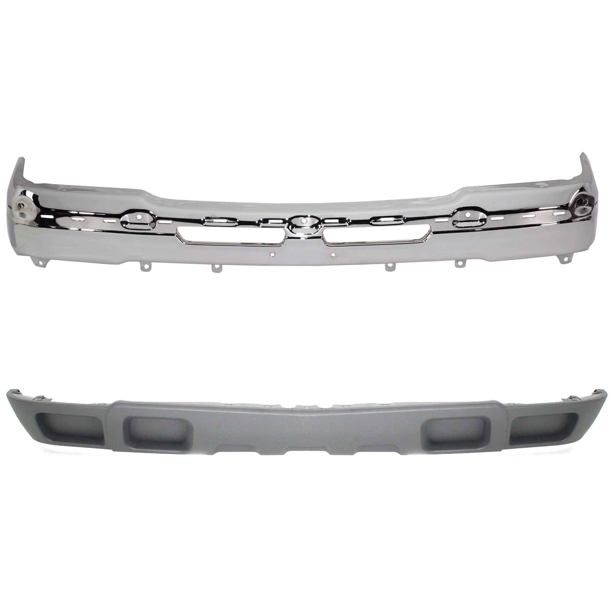 AM SILVERADO 1500-03-06 SILVERADO 2500-03-04 FRONT BUMPER 2 pc kit Face Bar Chrome w o Bracket with Valance SKU KIT 071824 C768 Partslink GM1002416 GM1092206 OEM 19150310-10397998