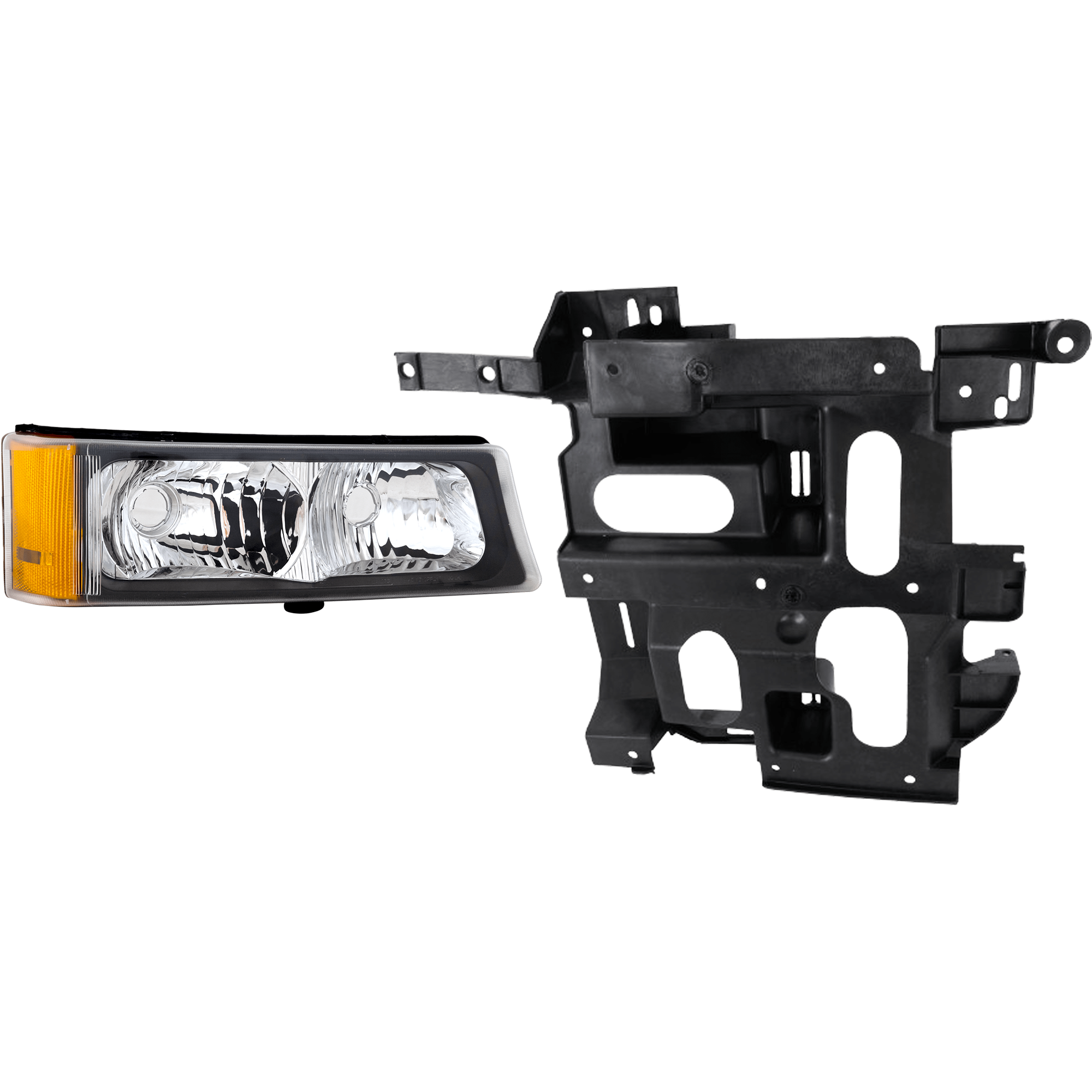AM AVALANCHE 1500 AVALANCHE 2500-03-06 SIERRA 03-07 FRONT TURN SIGNAL LAMP RH 2 pc kit Lens and Housing with Headlight Bracket SKU KIT 071824 C770 Partslink GM2521185 GM1221131 OEM 15199557-15798922