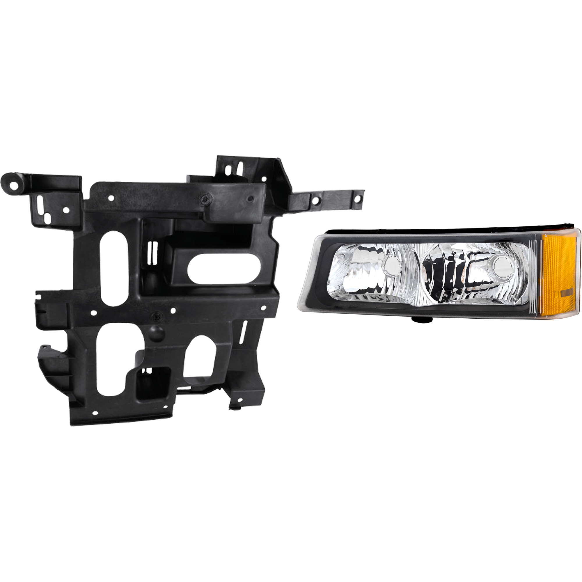 AM AVALANCHE 1500-2500 SILVERADO 03-06 FRONT SIGNAL LAMP LH 2 pc kit Lens and Housing with Headlight Bracket SKU KIT 071824 C771 Partslink GM2520185 GM1221130 OEM 15199556-15798921