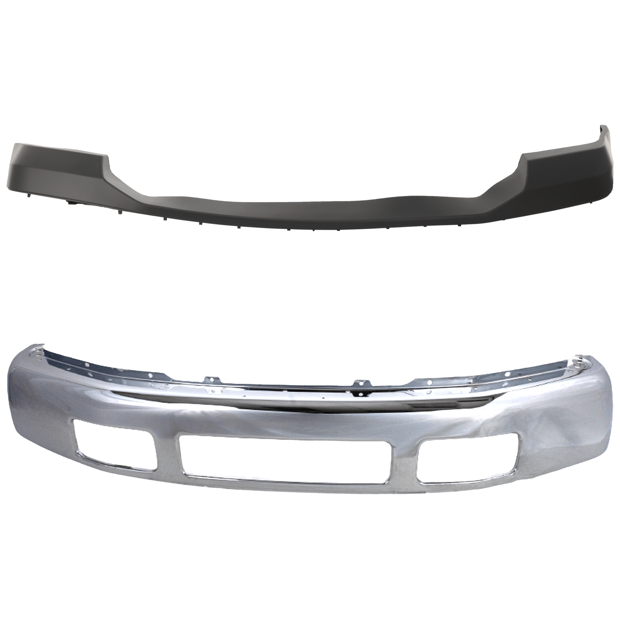 AM F 250 F 350 SUPER DUTY 06-07 FRONT BUMPER 2 pc kit Chrome with Bumper Cover SKU KIT 071824 C806 Partslink FO1002392 FO1000607 OEM 5C3Z17757BA 6C3Z17D957AA