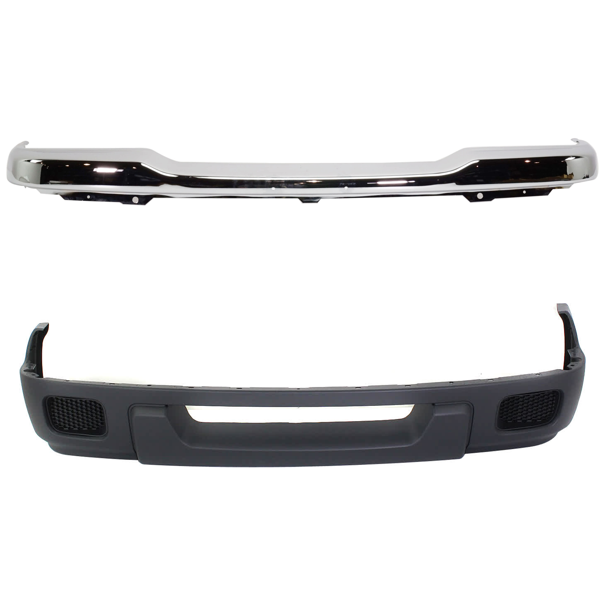 AM RANGER 04-05 FRONT BUMPER 2 pc kit Chrome with Valance SKU KIT 071824 C816 Partslink FO1002368 FO1095215 OEM 1L5Z17757CA 4L5Z17626EAA