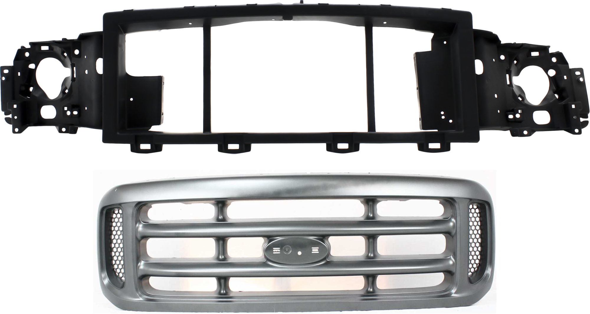 AM F SERIES SUPER DUTY 99-04 GRILLE 2 pc Kit w Header Panel SKU KIT 071824 C829 Partslink FO1200362 FO1221115 OEM YC3Z8200AAA F81Z8A284AA