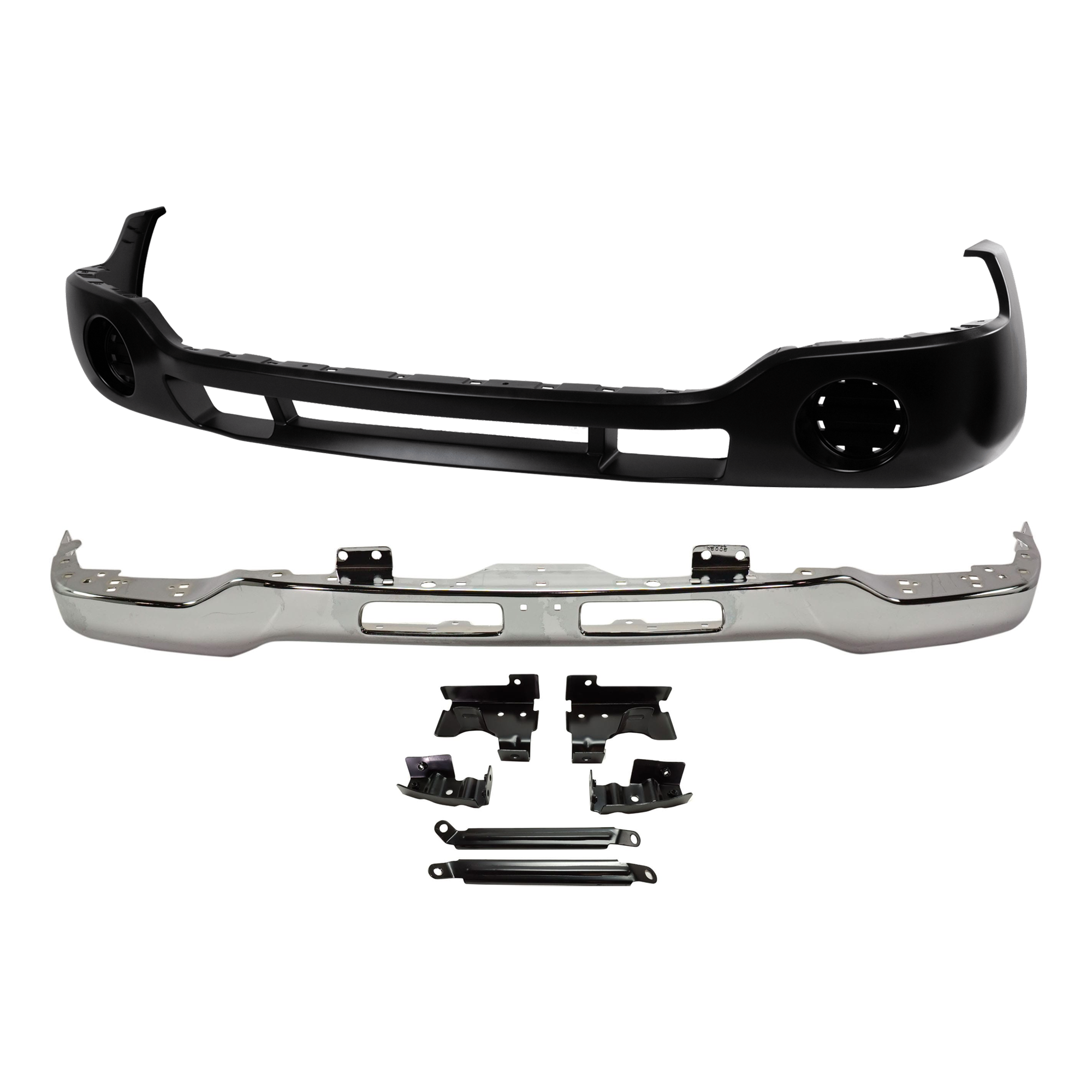 AM SIERRA 03-07 FRONT BUMPER 2 pc kit Chrome with Bumper Cover SKU KIT 071824 C830 Partslink GM1002463 GM1000685 OEM 15098990 PFM 12335964-88979836