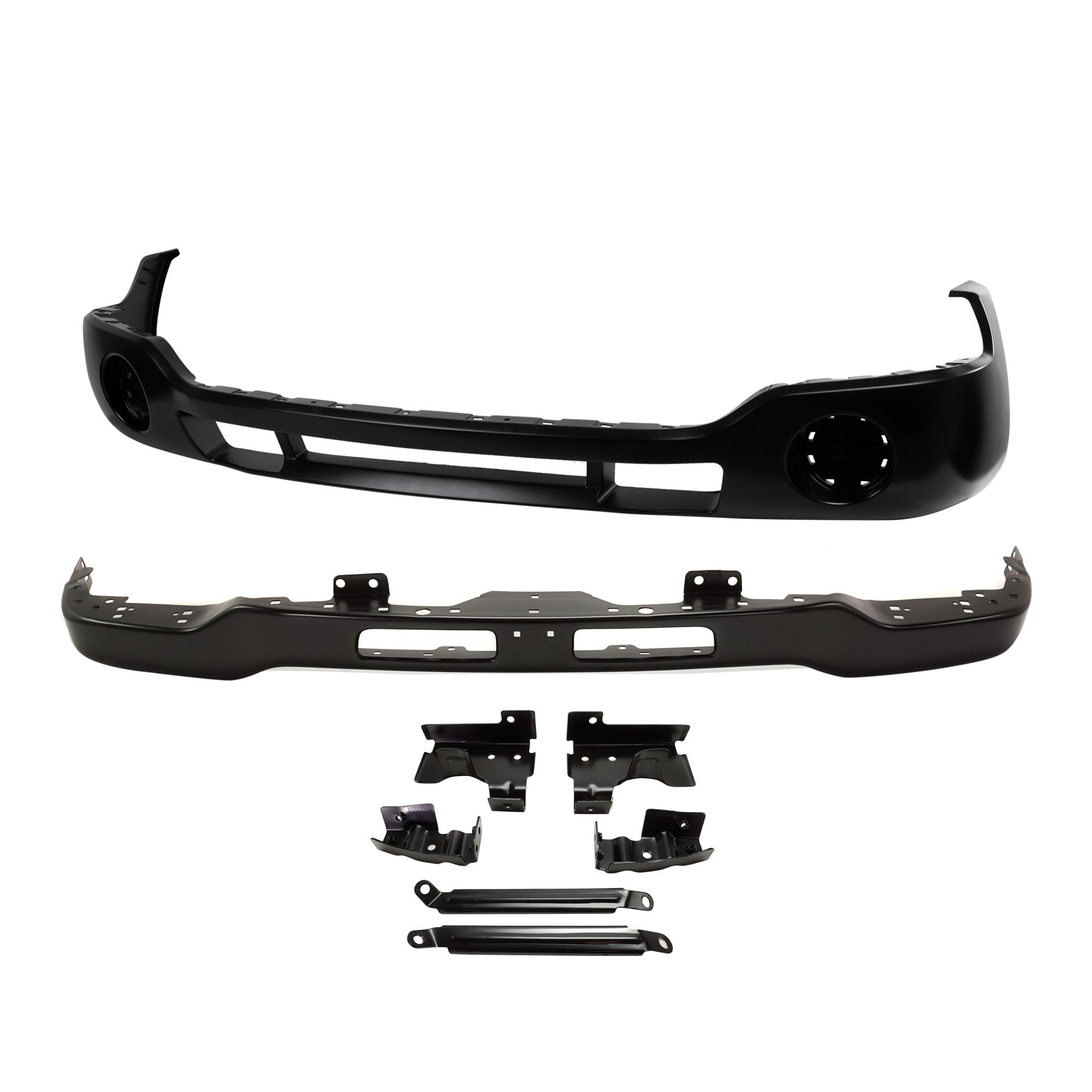 AM SIERRA 03-07 FRONT BUMPER 2 pc kit Black with Bumper Cover SKU KIT 071824 C831 Partslink GM1002464 GM1000685 OEM Performance 12335964-88979836