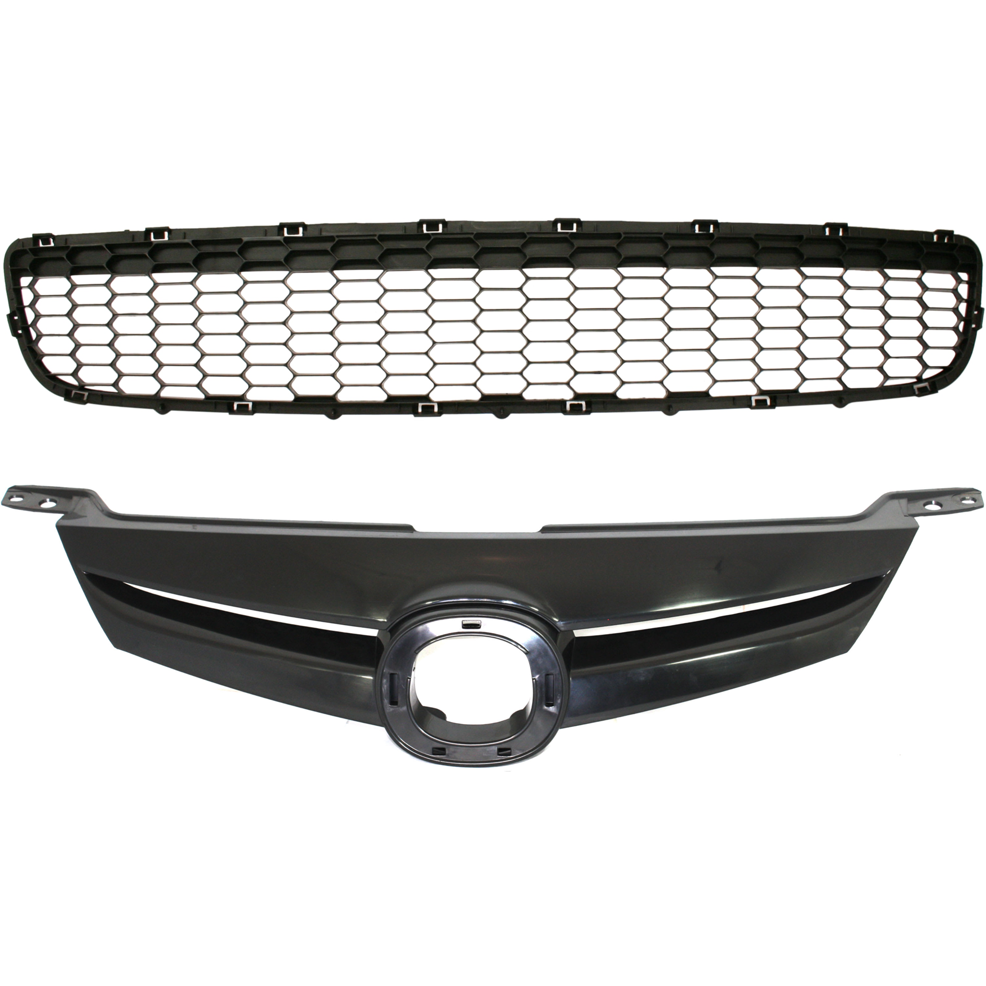 AM MAZDA 6-06-08 FRONT BUMPER GRILLE Center 2 pc kit Black with Grille Assembly SKU KIT 071824 C848 Partslink MA1036104 MA1200177 OEM GP7A501T1A GP7A50710CCC