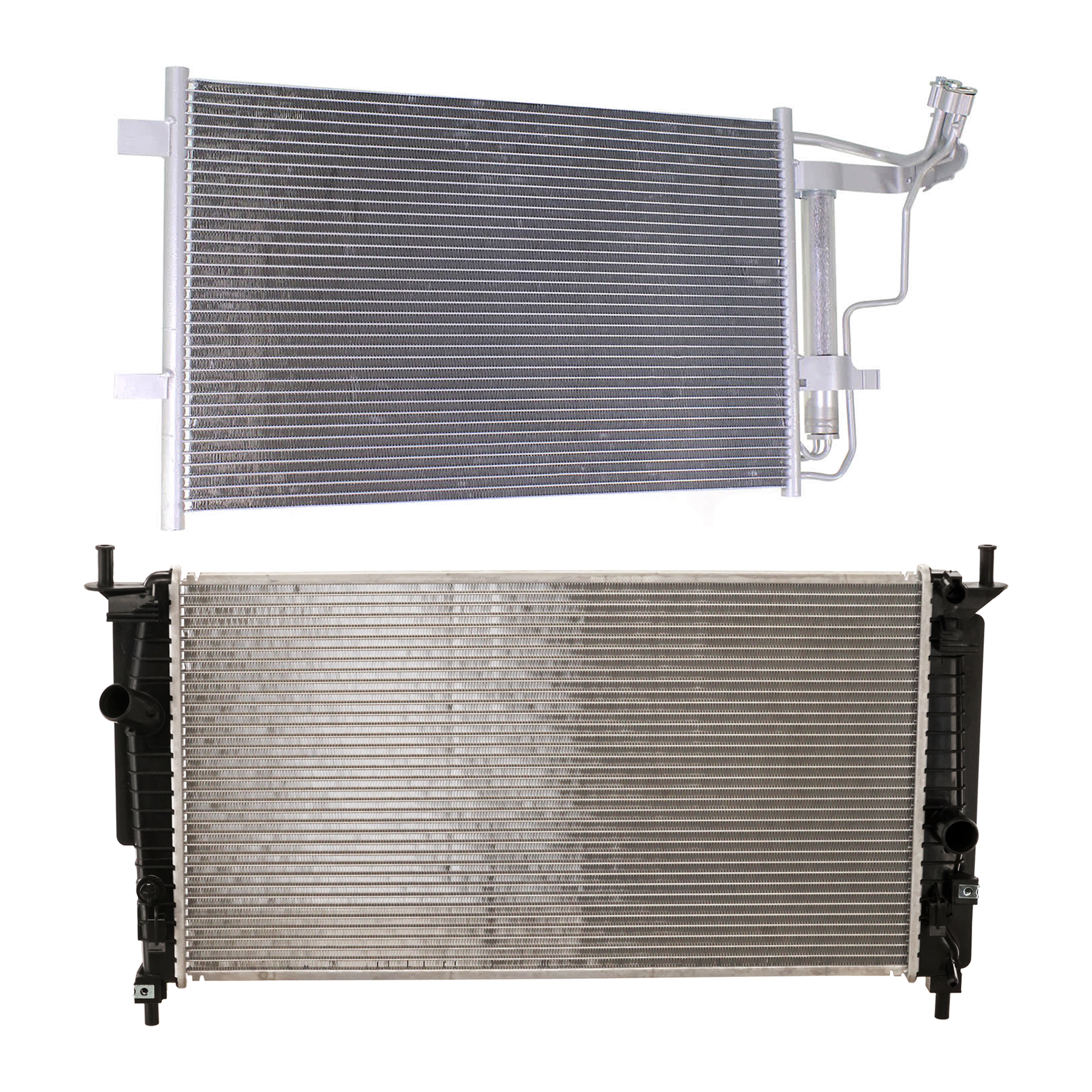 AM MAZDA 3-10-13 RADIATOR 2 pc kit 4 Cyl. 2.0L Eng. w o SKYACTIV with A C Condenser SKU KIT 071824 C852 Partslink MA3010228 MA3030156 OEM LF8M1520YD BBP261480C